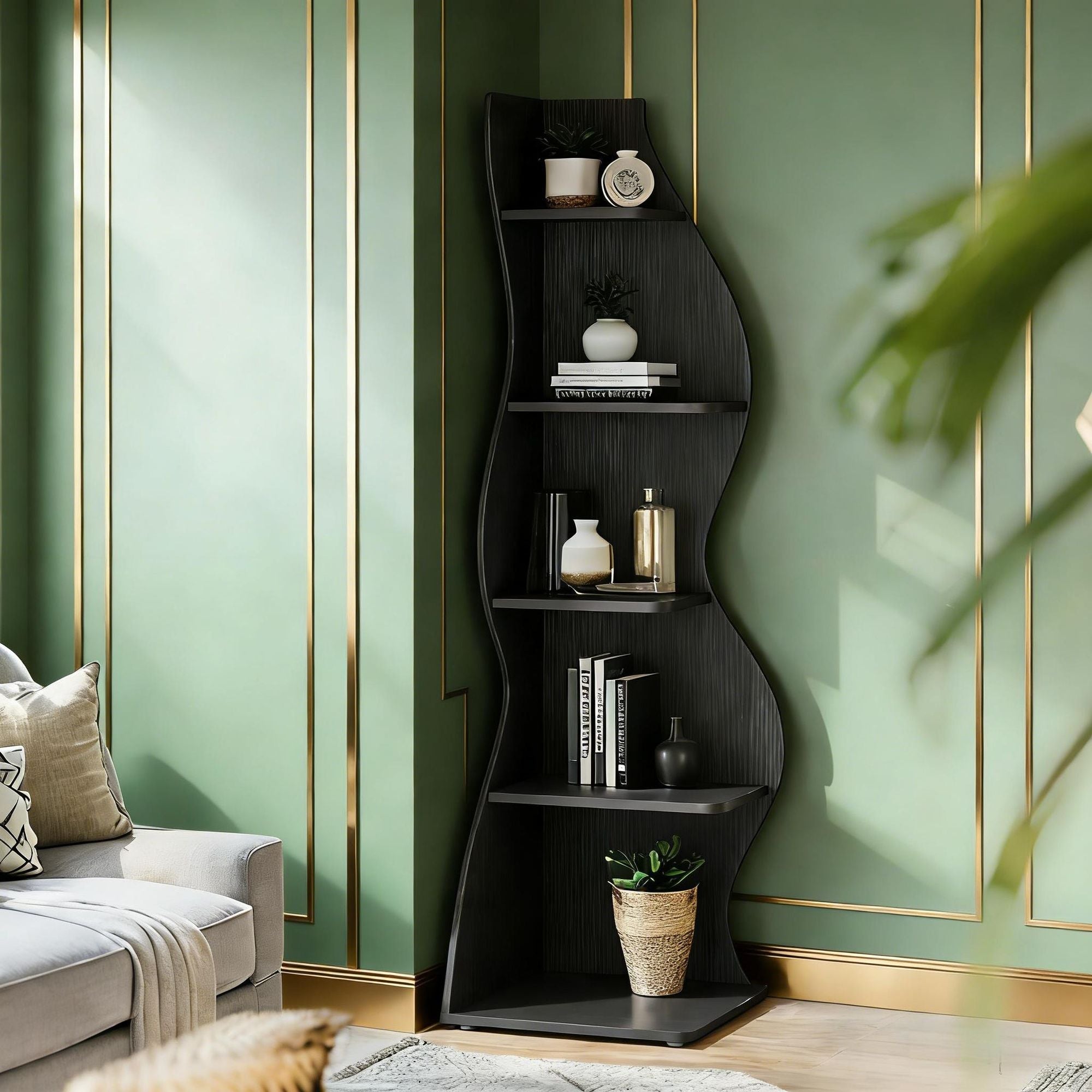 Modern Wall Corner Bookshelf Bookcase