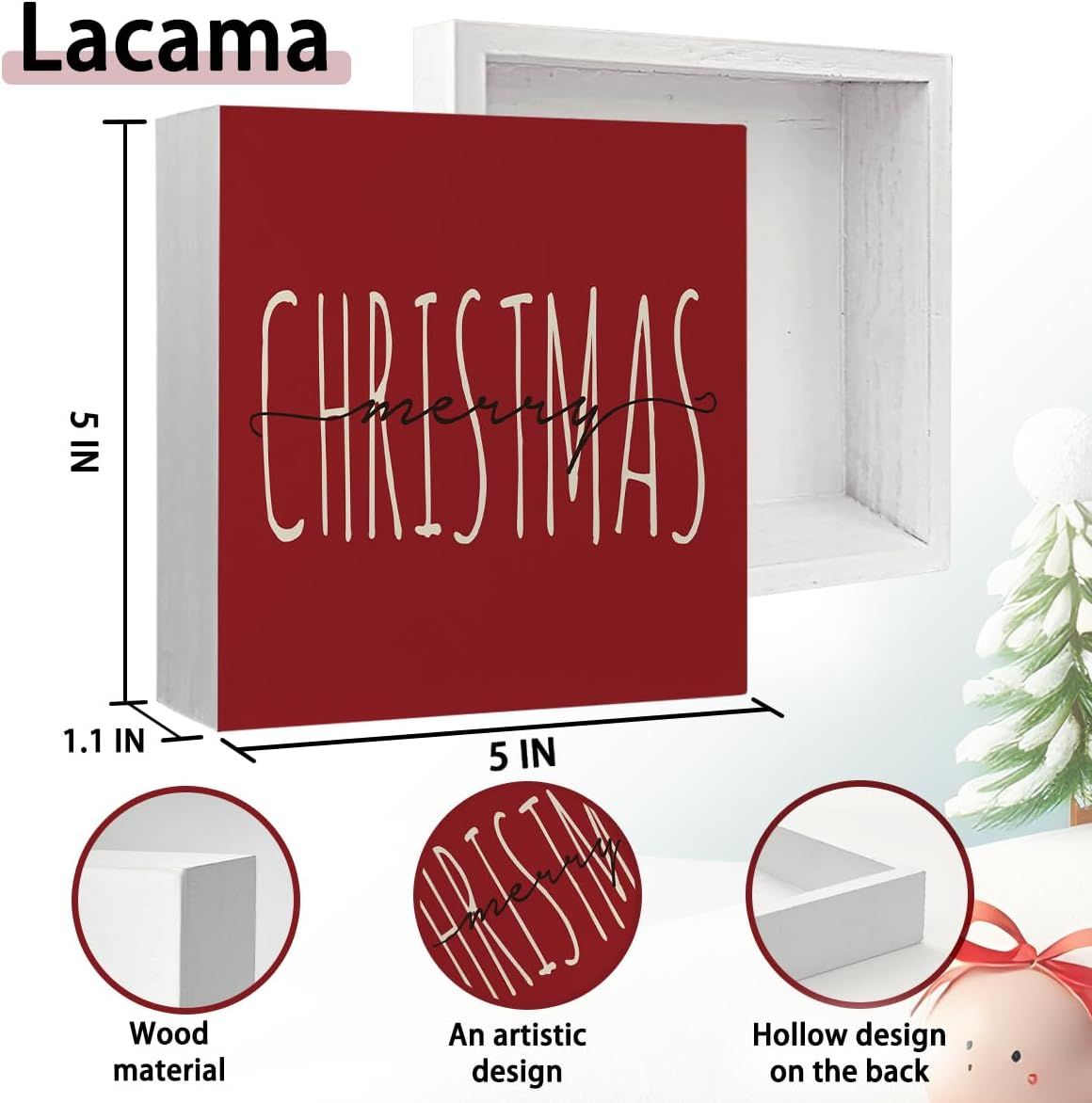 Christmas Decor Red Truck Christmas Wooden Box Signs Buffalo Plaid Christmas Decorations Christmas Decor for Home Office Bedroom Fireplace Car Tiered Tray Decor Christmas Gifts for Women 5x5