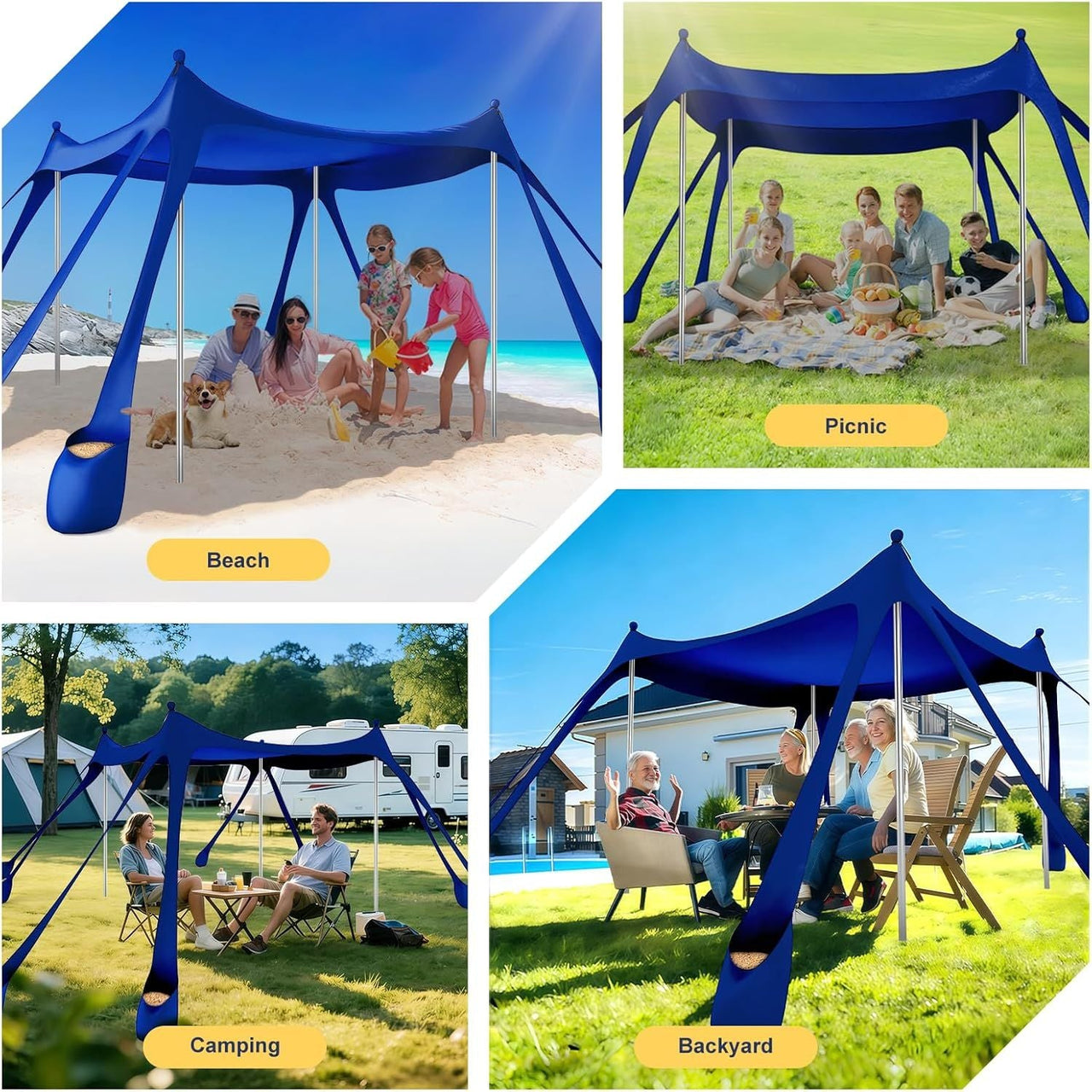 Let's go to the Beach - Portable Beach Tent Sun Shelter UPF 50+, Perfect 10x10 FT Pop-Up Canopy for Outdoor Fun