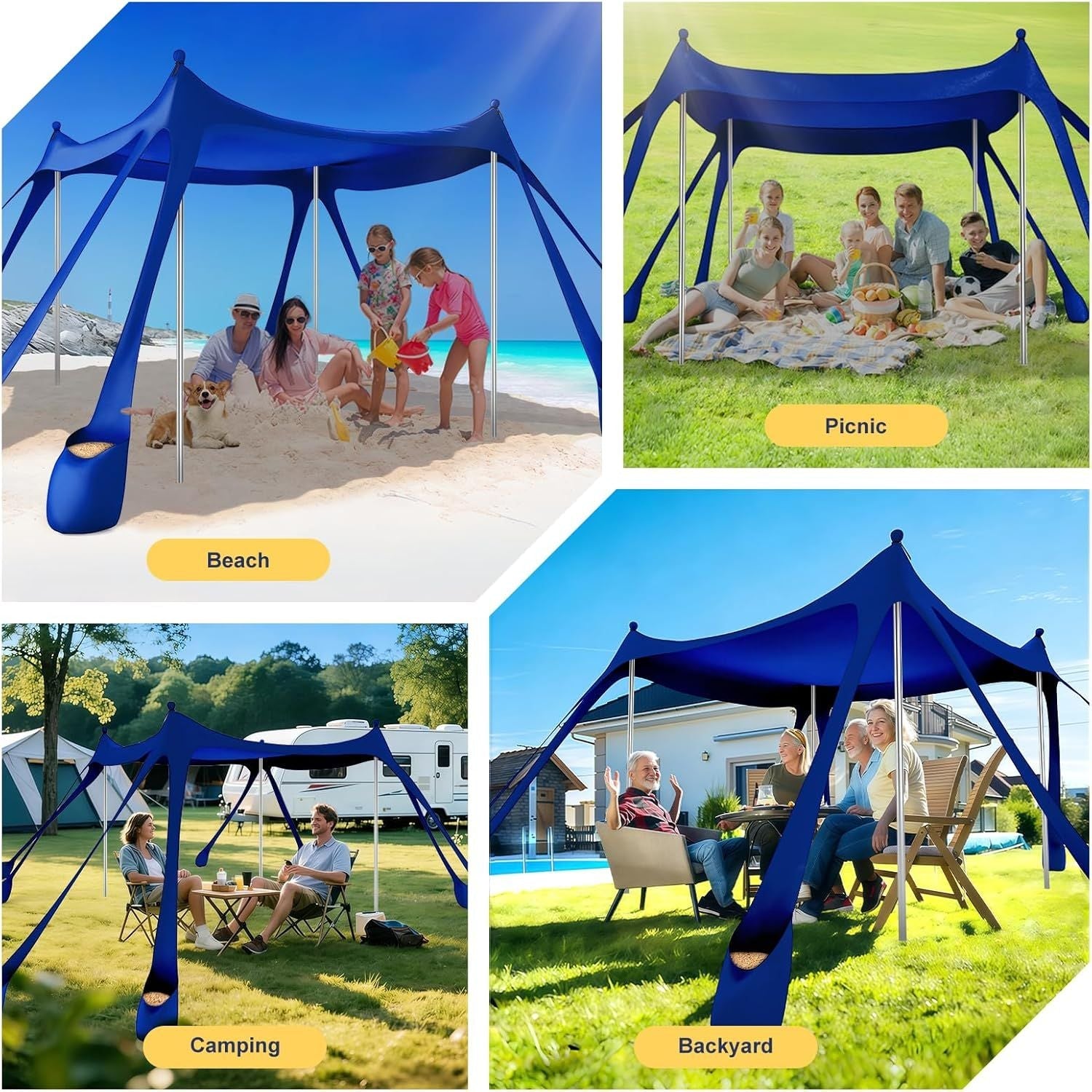 Let's go to the Beach - Portable Beach Tent Sun Shelter UPF 50+, Perfect 10x10 FT Pop-Up Canopy for Outdoor Fun