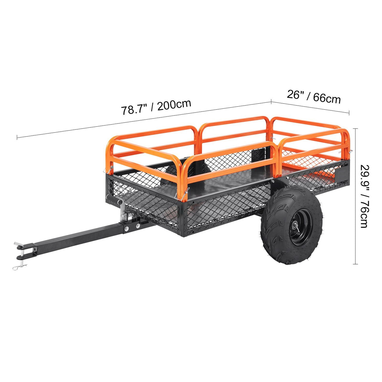 Heavy Duty Steel ATV Dump Trailer, 1500-Pound Load Capacity 15 Cubic Feet, Tow Behind Dump Cart Garden Trailer, with Removable Sides and 2 Tires, for Mowers, Tractors, ATV, UTV