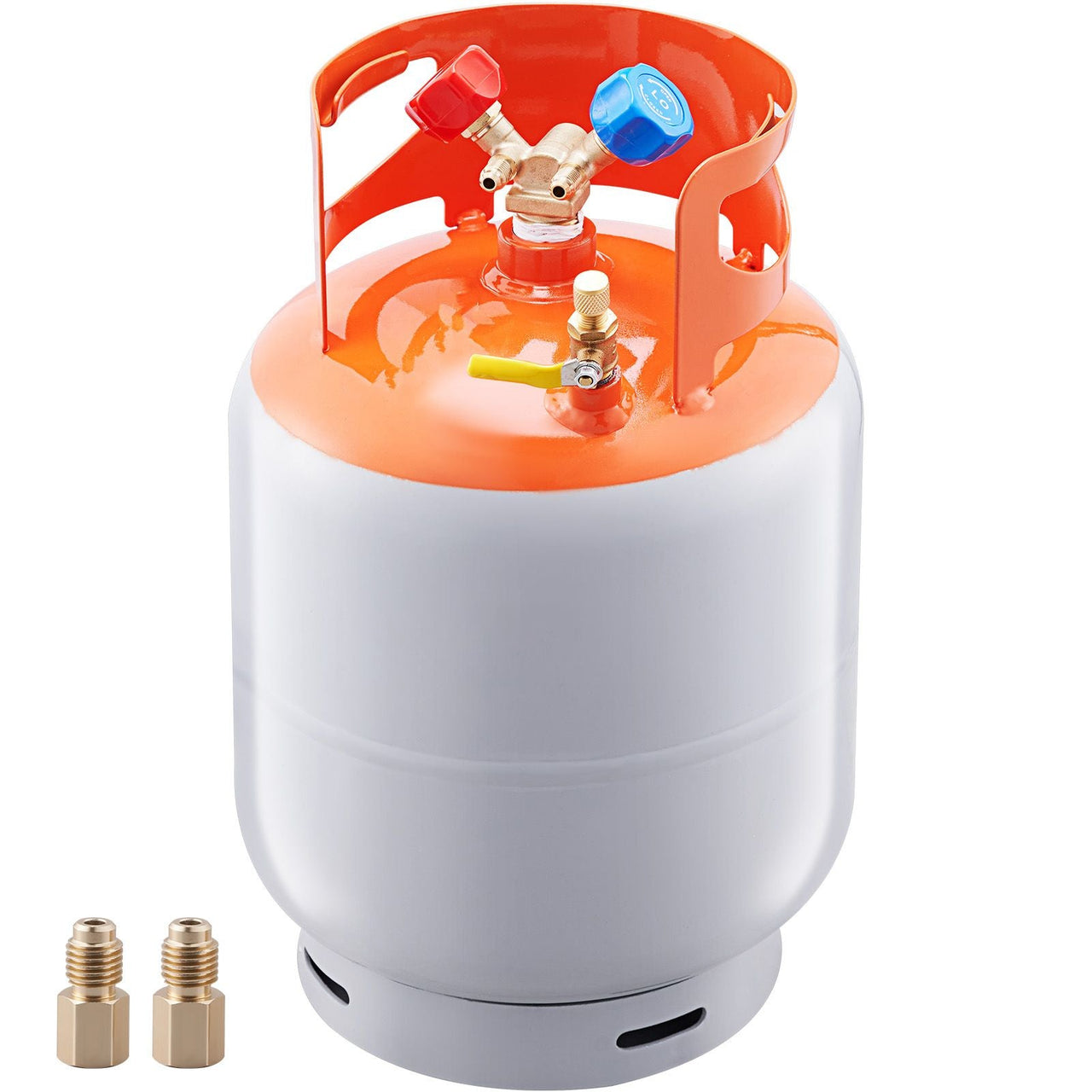 Refrigerant Recovery Tank, 30 LBS Capacity, 400 psi Portable Cylinder Tank with Y-Valve for Liquid/Vapor, High-sealing Recovery Can for R22/R134A/R410A, Orange+Gray