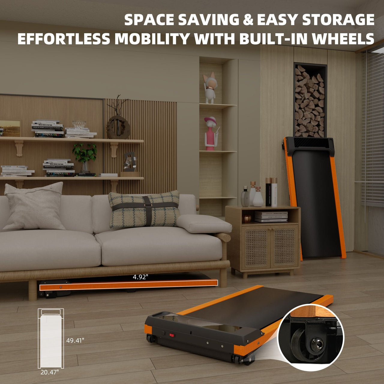 6% Incline Walking Pad Treadmill - Portable Compact Treadmills Under Desk Treadmill, Incline Treadmills for Home Office, Upright Stand, 1HP Portable Treadmill with 220 lbs Capacity, LED Display