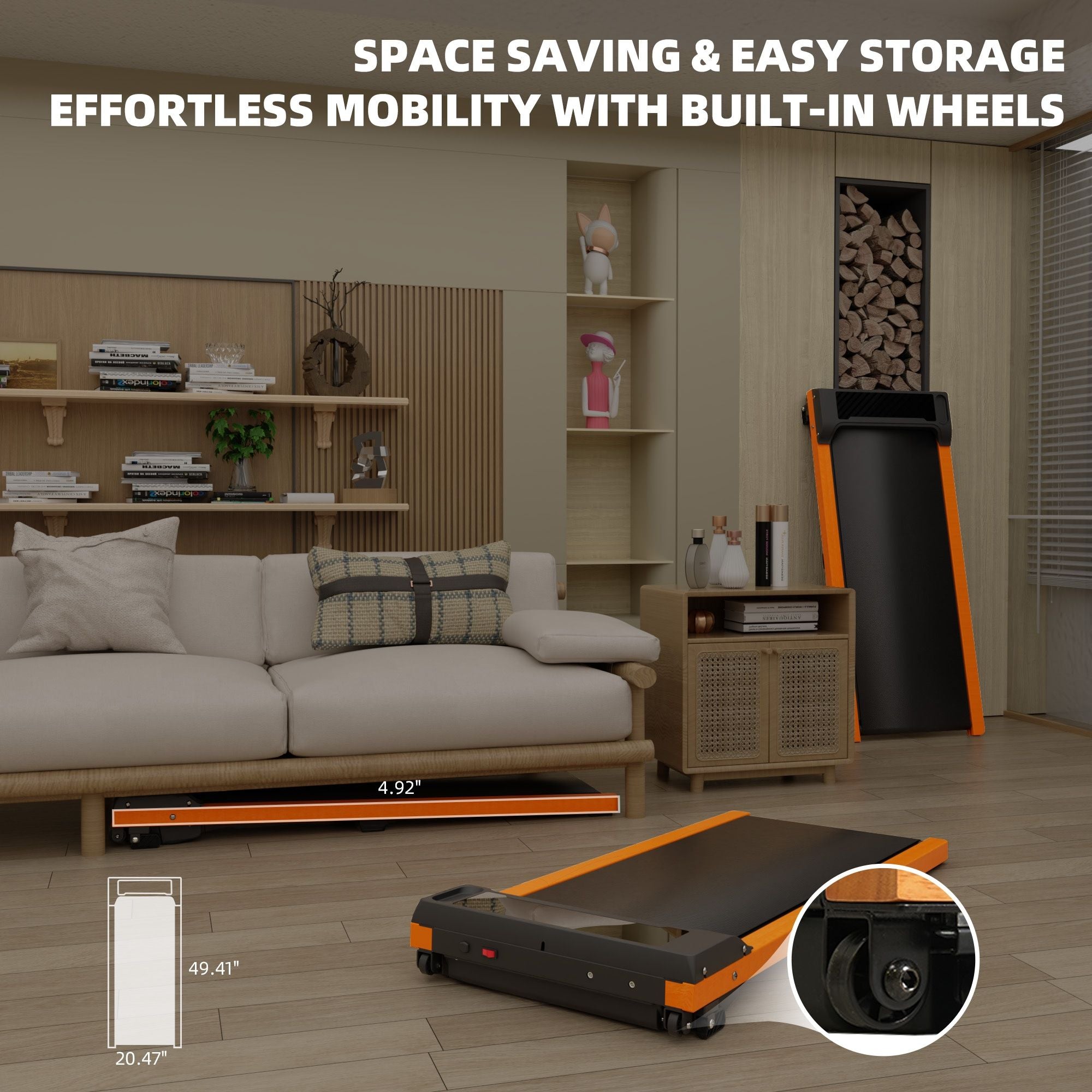 6% Incline Walking Pad Treadmill - Portable Compact Treadmills Under Desk Treadmill, Incline Treadmills for Home Office, Upright Stand, 1HP Portable Treadmill with 220 lbs Capacity, LED Display