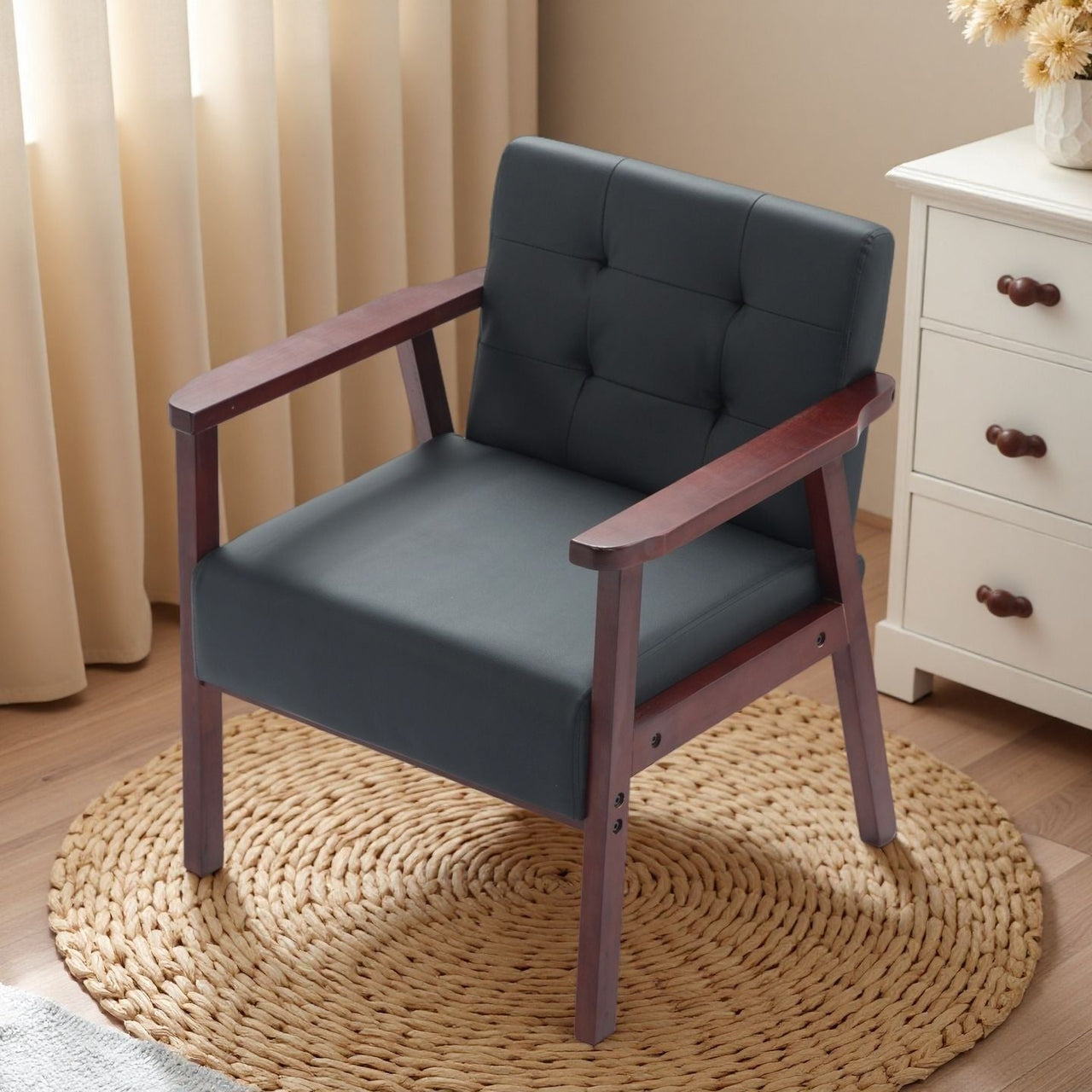 Wood Frame Accent Armchair