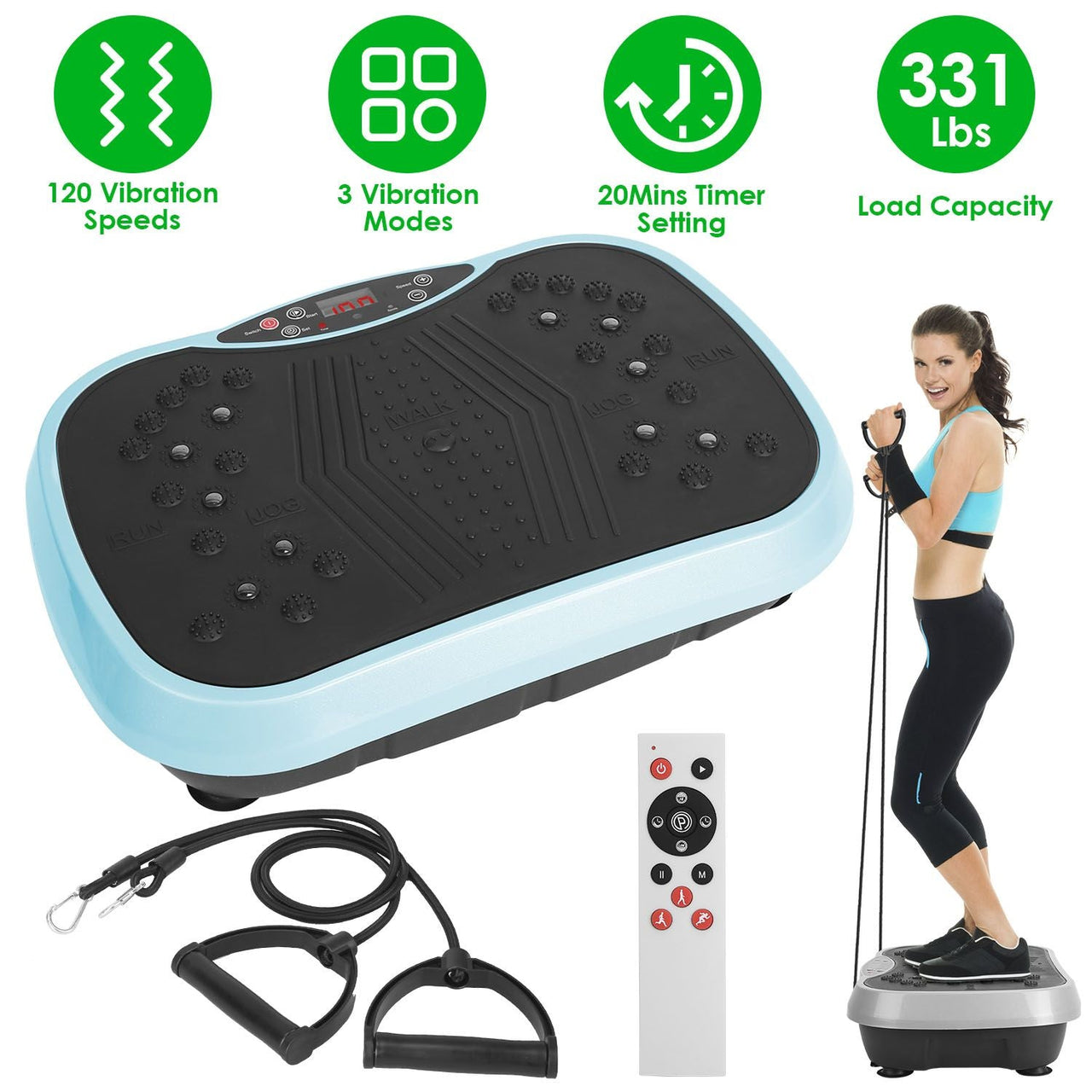 Vibration Exercise Machine With Resistant Bands Remote Control Whole Body Vibration Platform Workout Equipment Home Fitness Training Equipment For Weight Loss Fat Burner