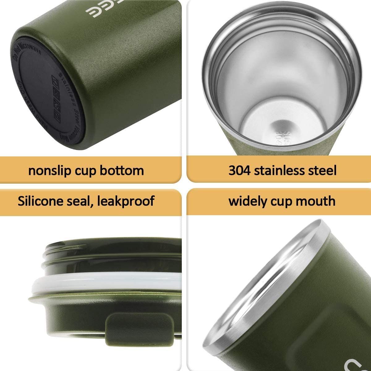 12 oz Stainless Steel Vacuum Insulated Tumbler - Coffee Travel Mug Spill Proof with Lid - T hermos Cup for Keep Hot/Ice Coffee; Tea and Beer