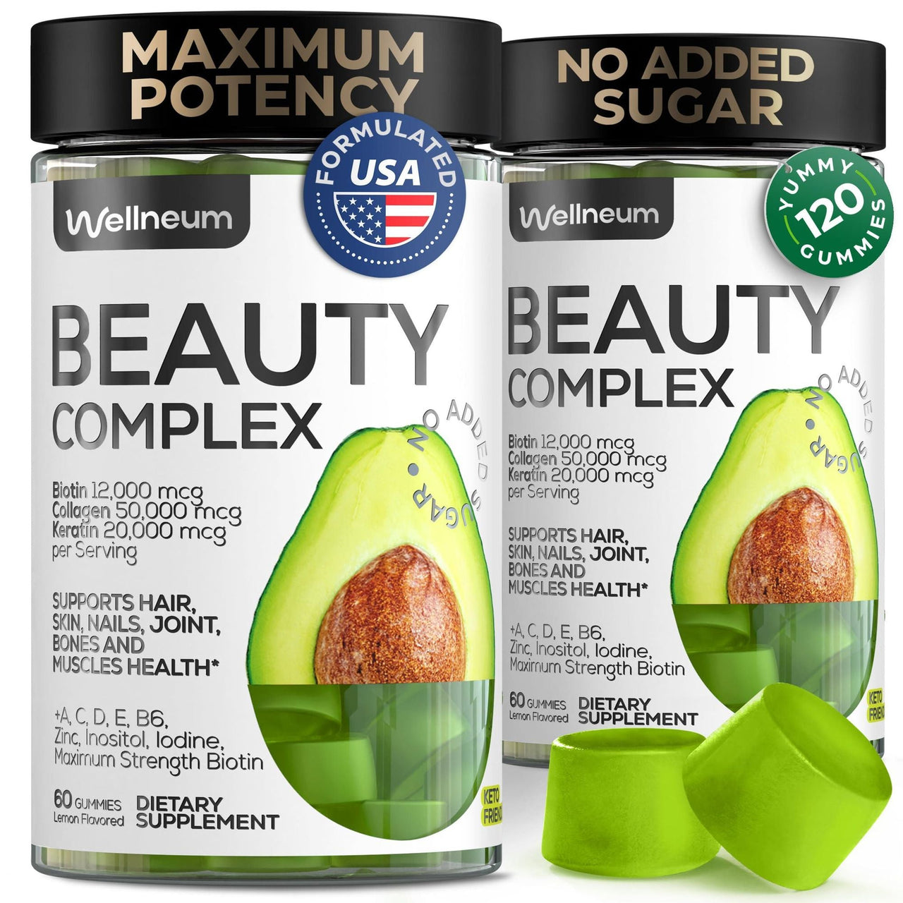 Biotin and Collagen Peptide Gummies for Hair Growth Skin and Nails 12000 Mcg Biotin Chewables with Keratin Max Strength Beauty Gummies for Women and Men Sugar Free Non GMO Gummy Supplement