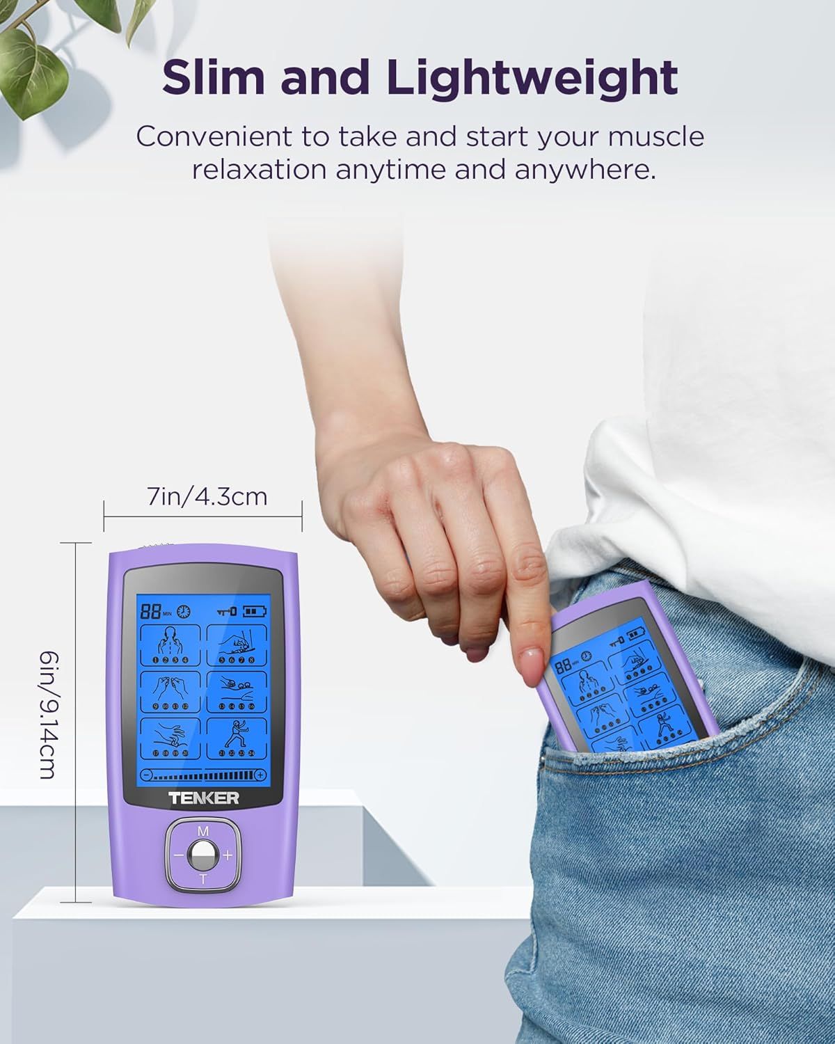 TENS Unit Muscle Stimulator, 24 Modes TENS EMS Machine for Pain Relief Therapy/Pain Management, Rechargeable Electronic Pulse Massager with 2