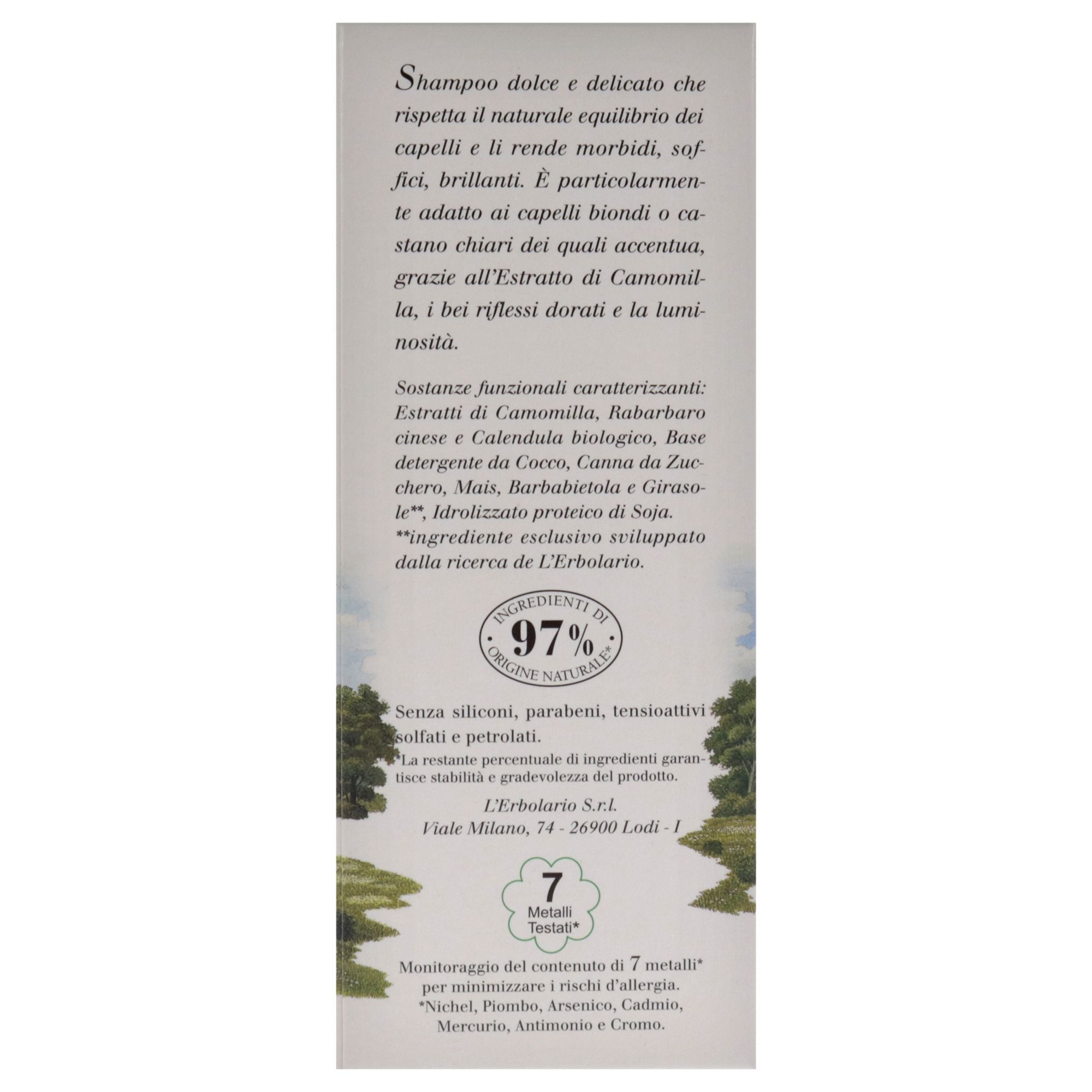 Blond and Light Brown Hair Shampoo - Chamomile by LErbolario for Unisex - 6.7 oz Shampoo