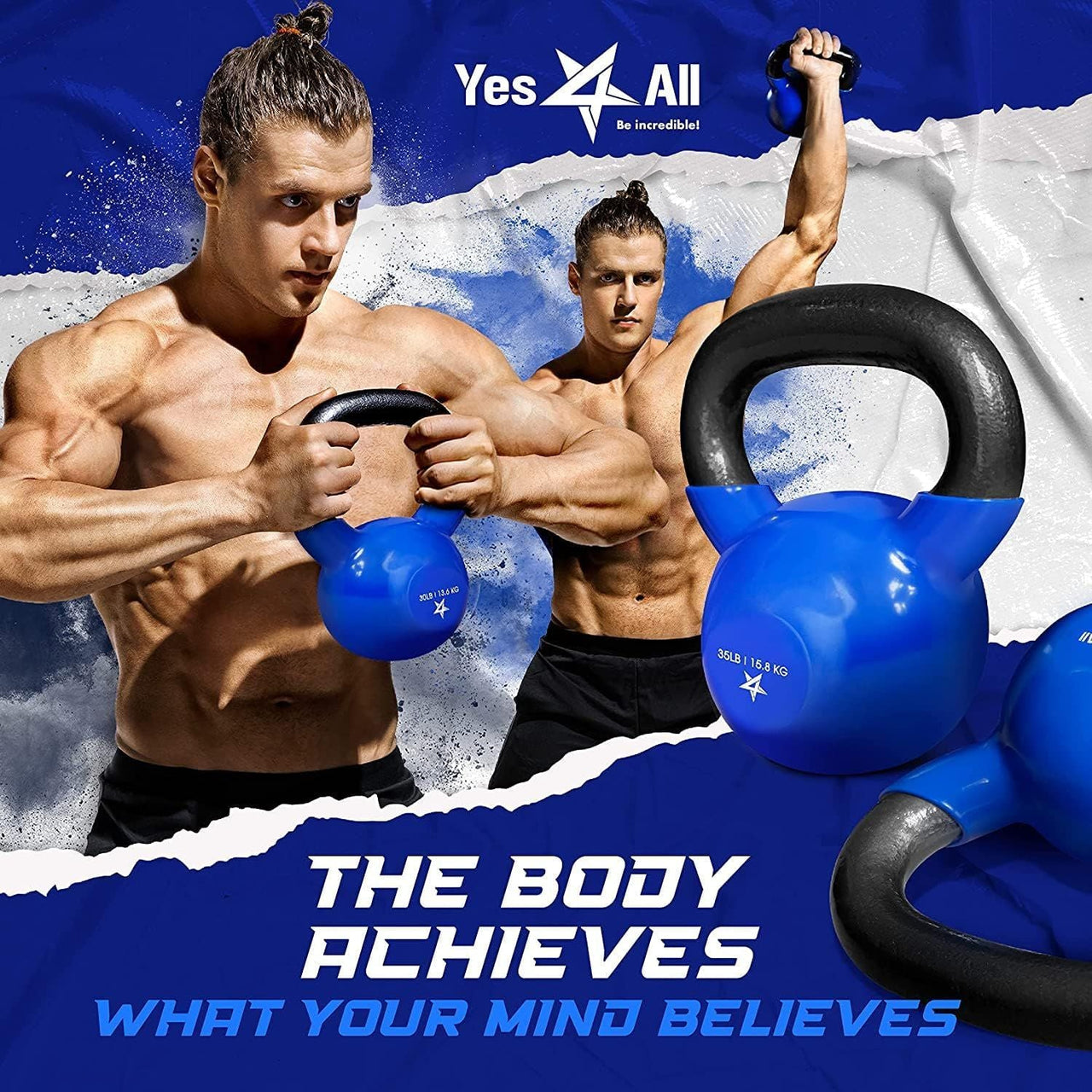 Kettlebell, 5-100 LB Vinyl Coated Cast Iron Strength Training Kettlebells for Home Gym Exercises, Fitness, Full Body Workout Equipment, Push Ups, and Grip Strength