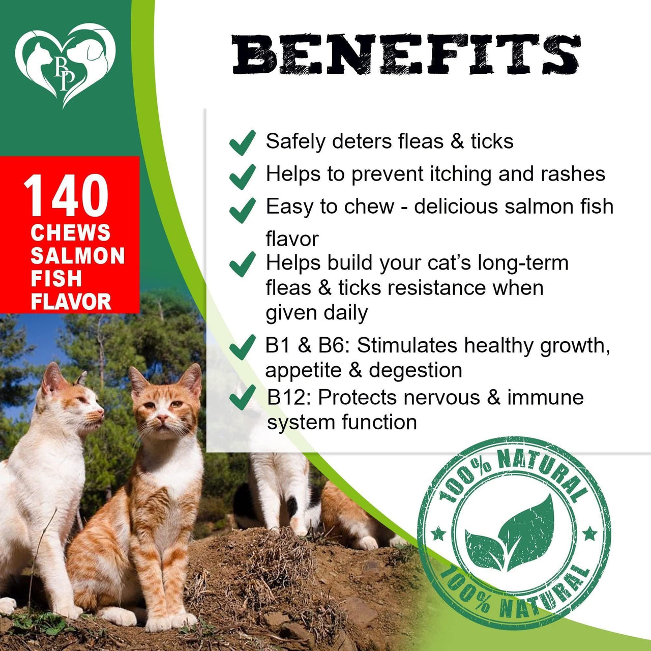 Flea and Tick Prevention Chewable Pills for Cats Revolution Oral Flea Treatment for Pets Pest Control & Natural Defense Chewables Small Tablets Salmon Fish Taste