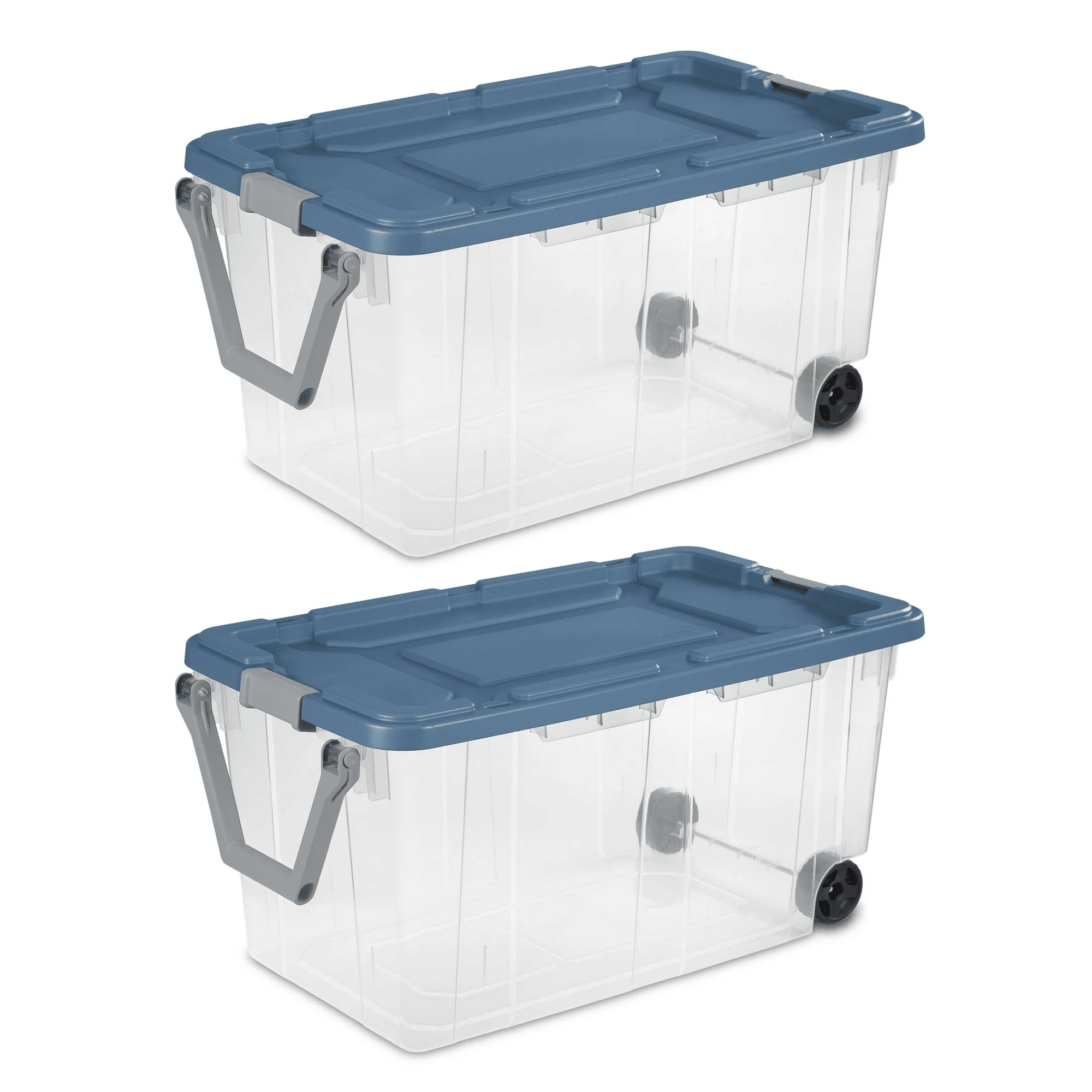 Extra Large Storage Bin, 160 Quart Wheeled Clear Plastic Storage Container with Handle, Gray, Pack of 2