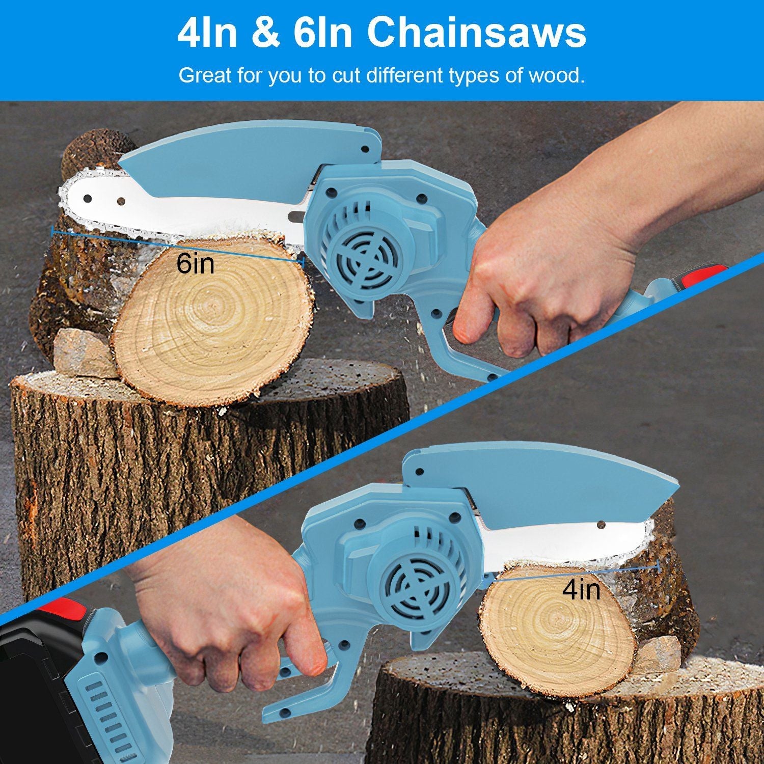 Electric Mini Chainsaw Portable Handheld Cordless Small Chain Saw Battery Powered