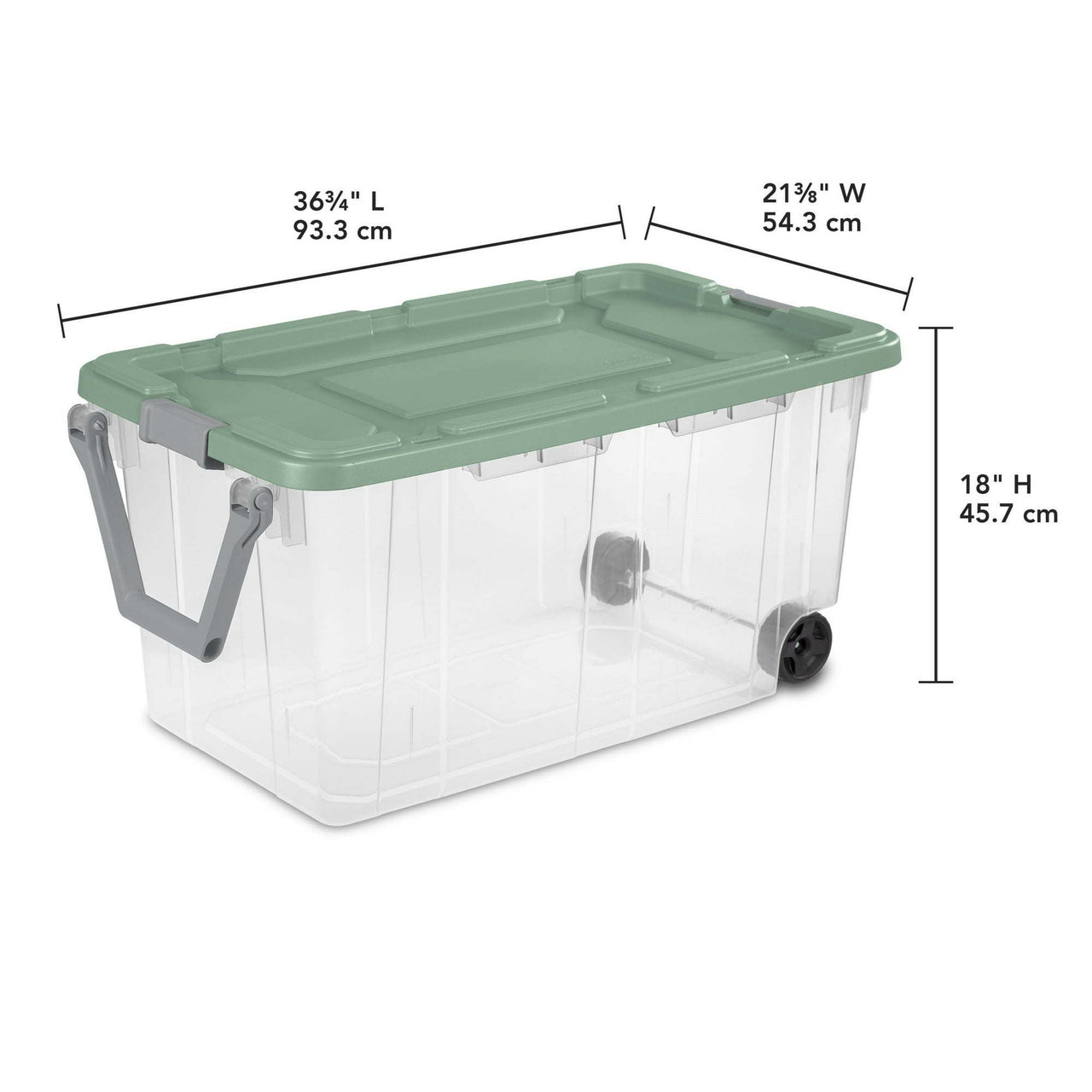 Extra Large Storage Bin, 160 Quart Wheeled Clear Plastic Storage Container with Handle, Gray, Pack of 2