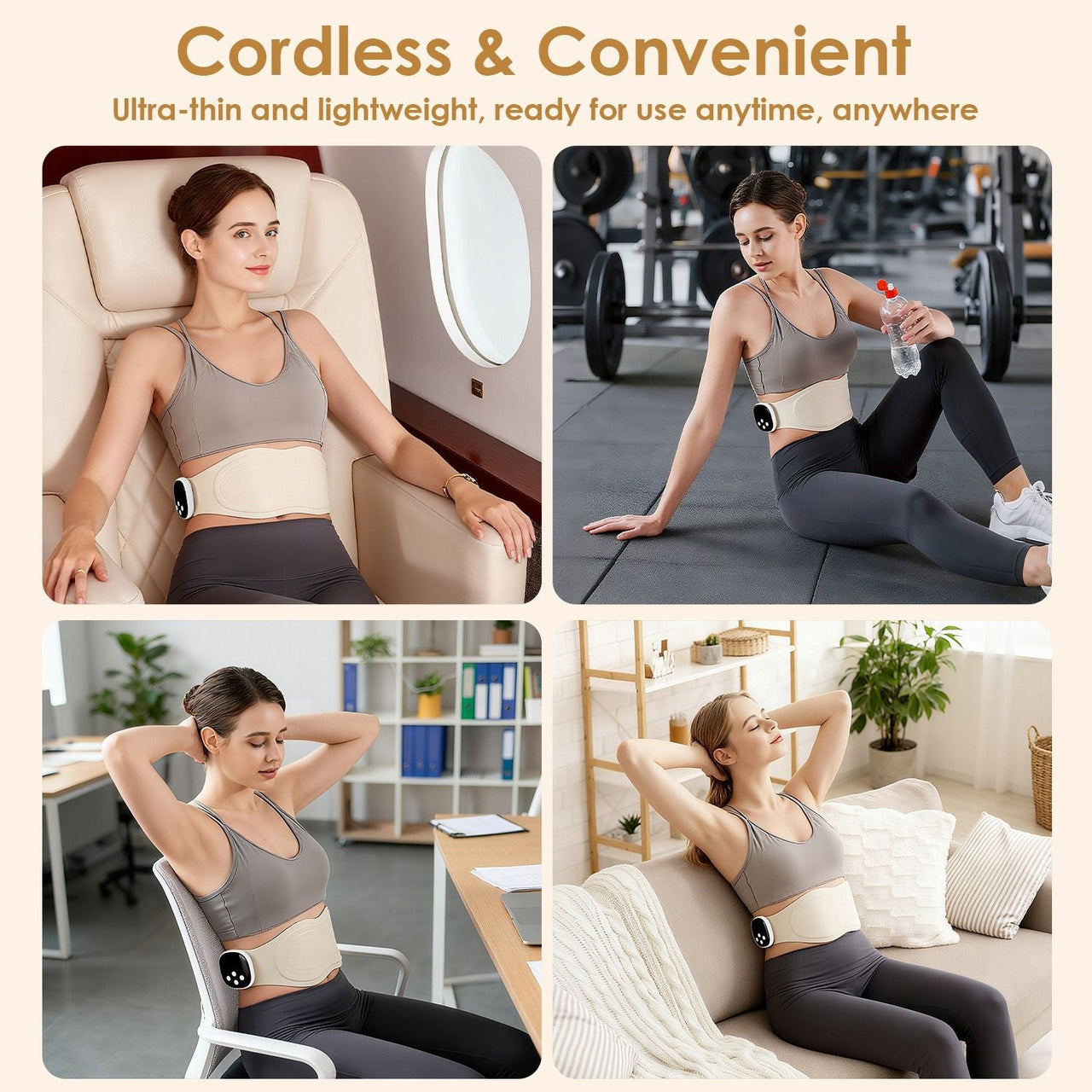 EMS Lower Back Massager Heating Pad Cordless Heating Pad for Back Belly Waist with Remote Magnetic Host 8 Modes 19 Intensity Levels 3 Heating Levels