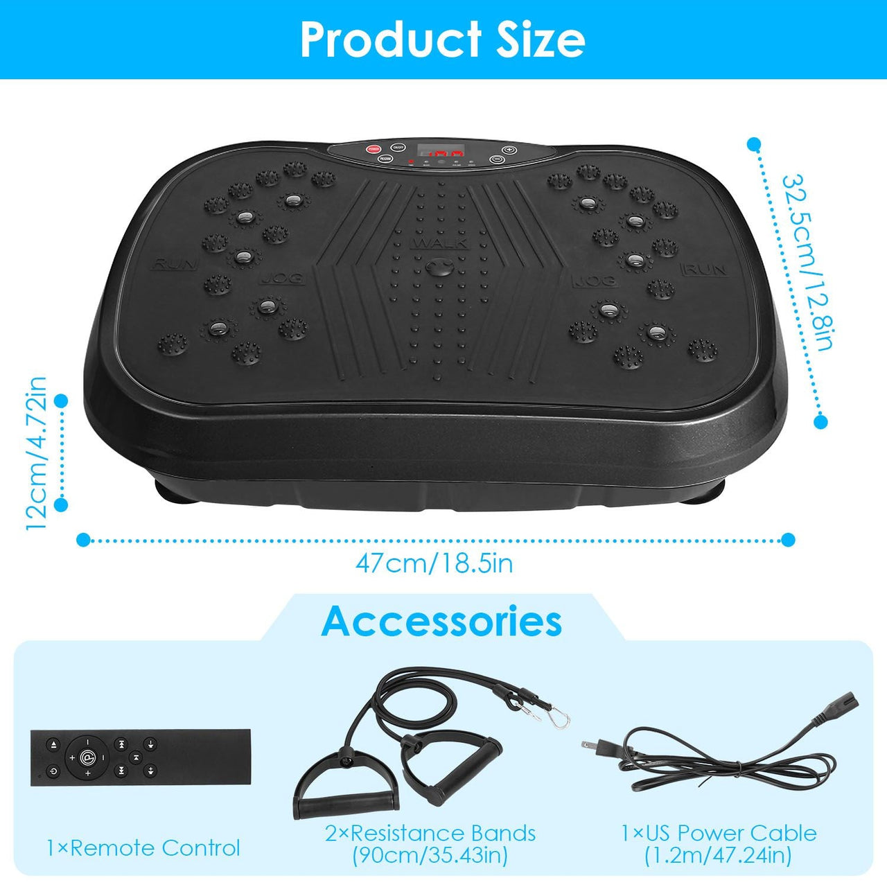 Whole Body Vibration Plate Exercise Machine 1–120 Speed Levels with 2 Resistance Bands, Touch & Remote Control Vibration Platform with Bluetooth USB Music Play for Home Fat Loss Workout