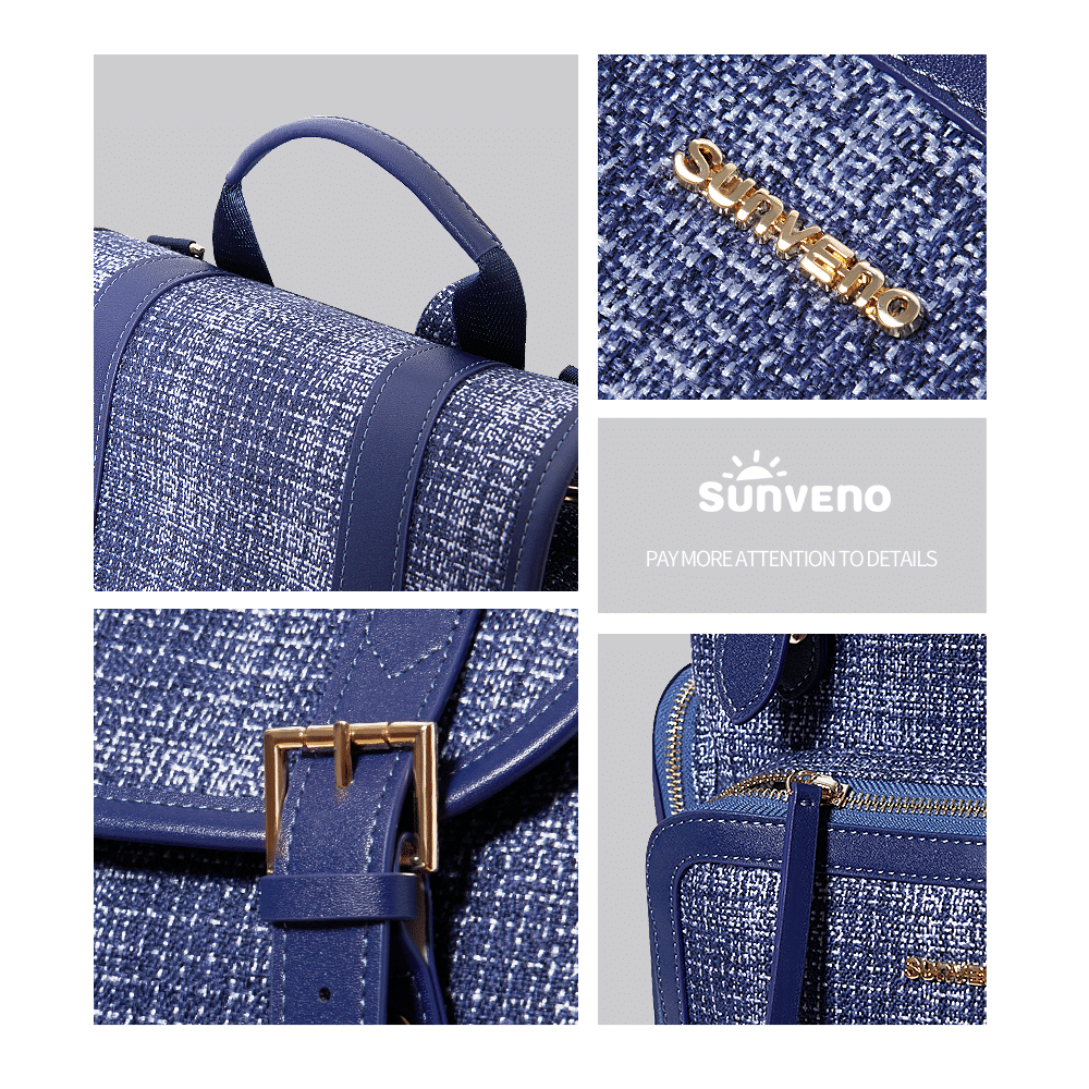 SUNVENO Diaper Bag Backpack, Baby Changing Bag Nappy Tweed Baby Diaper Bags Multifunction Waterproof for Travel