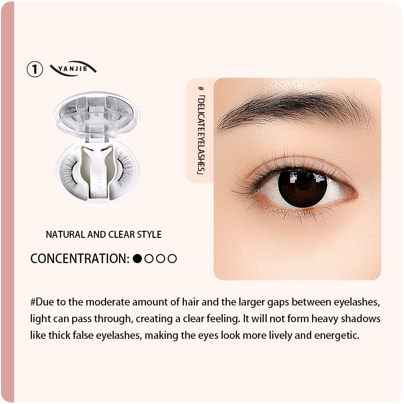 No Glue Soft Magnetic Clip On Eyelashes, Delicate Thin Spaced Natural Reusable Lashes for Daily Bare Makeup