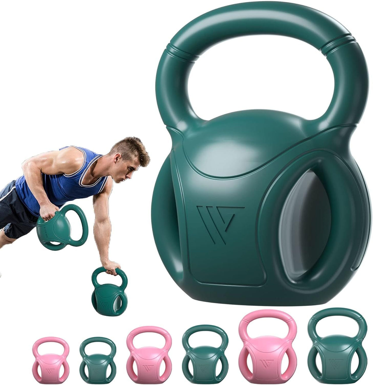 3 Handle Kettlebells Weight - Weight for Women Options 5, 10, 15 and 20 LB for Russian Twists AB Exercise, Weightlifting and Core Fitness Exercise Home Gym [Single in Sold]