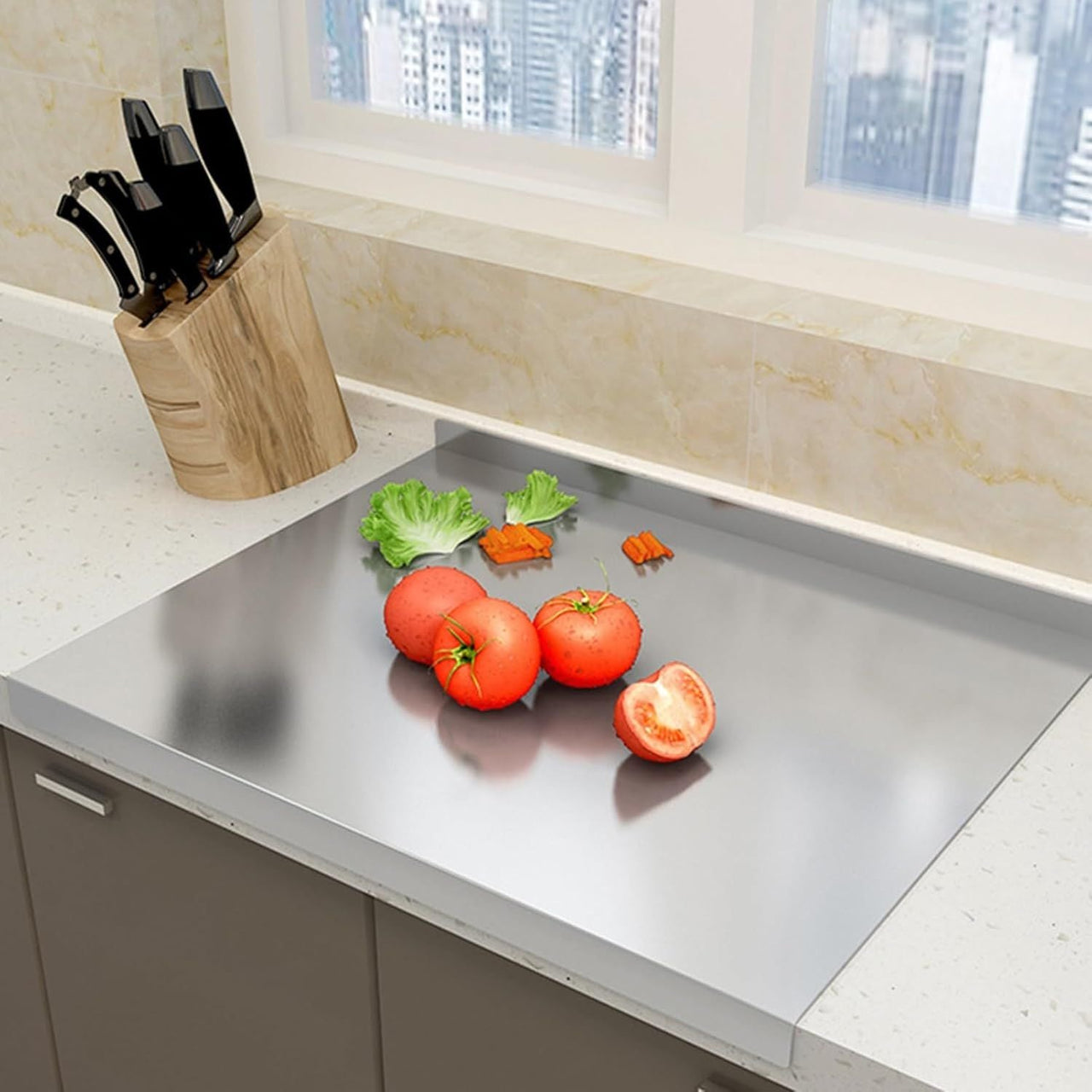 XXL 304 Stainless Steel Cutting Board  Anti-Slip & Mildew-Proof! No More Moldy Wooden Boards | Heavy-Duty & Food-Safe, Easy to Clean – Chop Meat, Knead Dough, Bake Prep All-in-One | Must-Have for Home