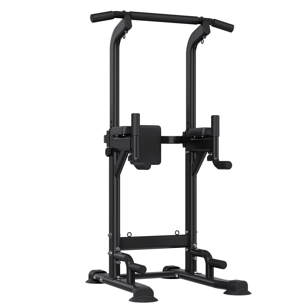 Pull Up Bar, 330 LBS Power Tower Dip Station, Workout Dip Station with H-Shaped Stable Base & Back Pad, Adjustable 12 Level Height Free Standing Chin Up Bar for Back, 4-Level Adjustable Back Pad