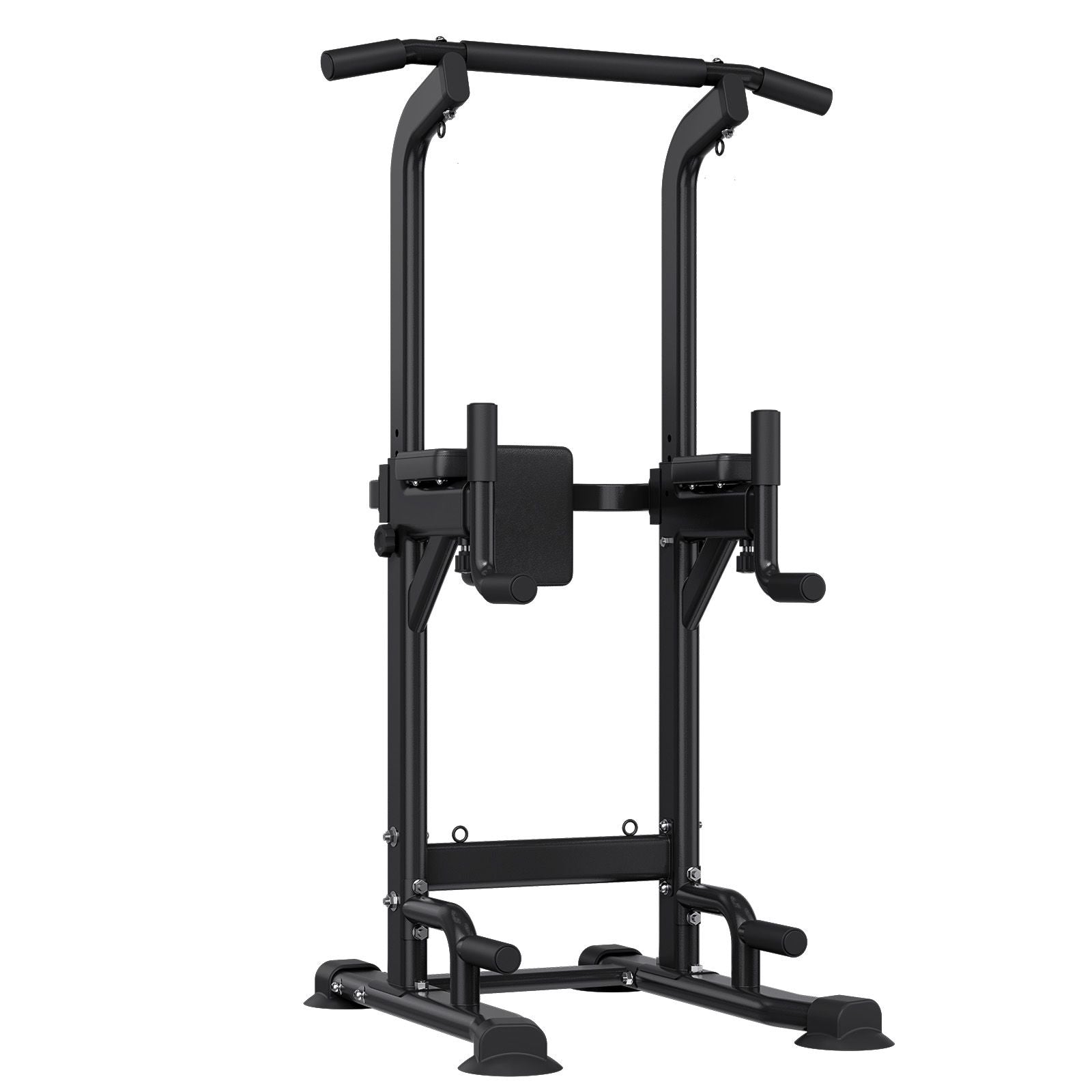 Pull Up Bar, 330 LBS Power Tower Dip Station, Workout Dip Station with H-Shaped Stable Base & Back Pad, Adjustable 12 Level Height Free Standing Chin Up Bar for Back, 4-Level Adjustable Back Pad