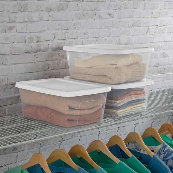 16qt Clear Storage Box with Lid White