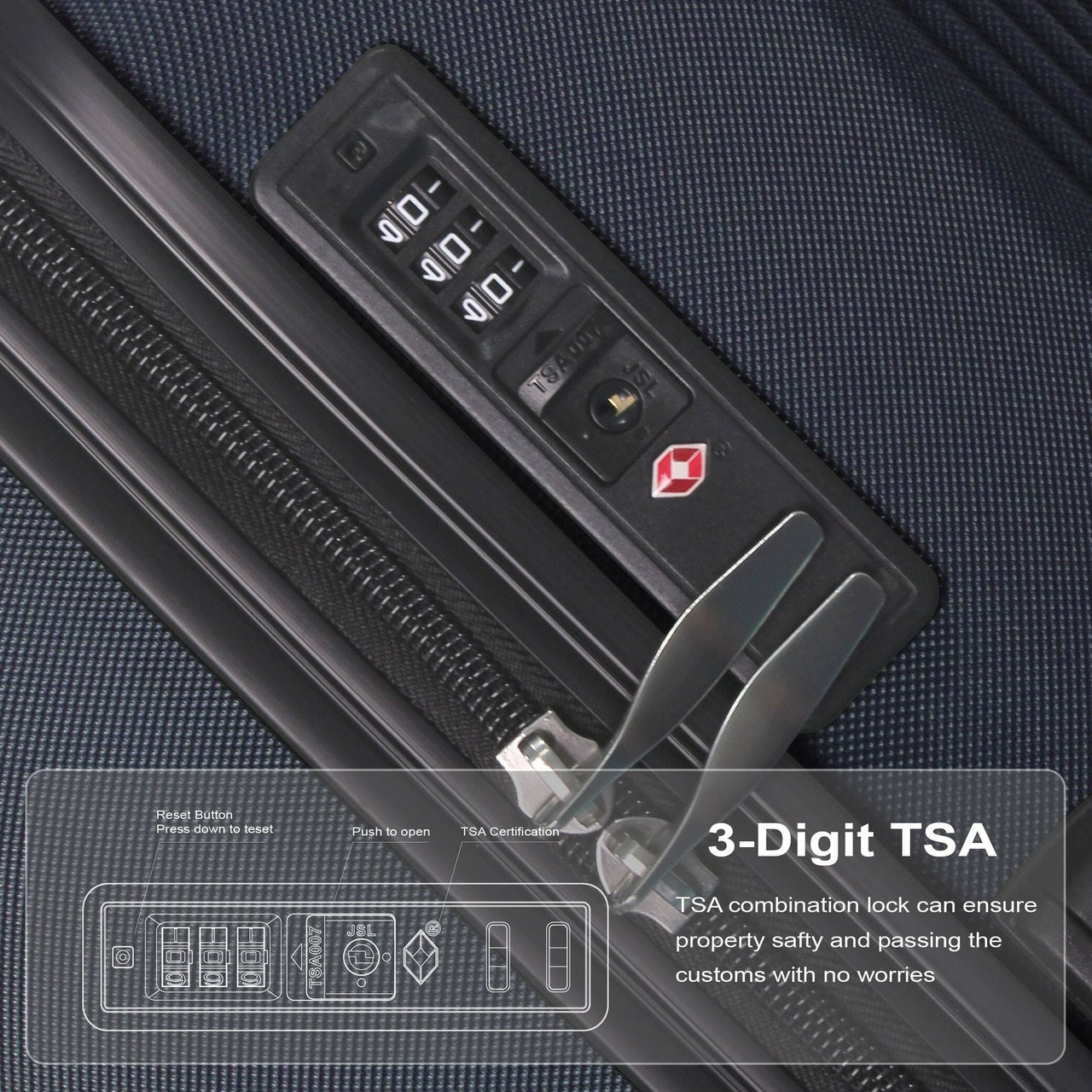 BLUE 3-Piece Premium ABS Luggage Set-20
