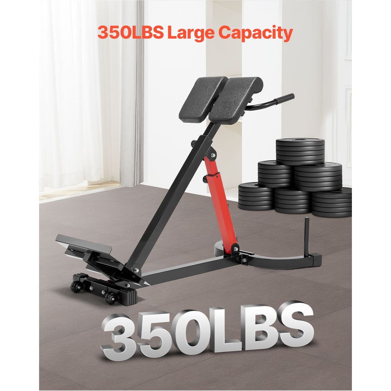 Roman Chair Hyperextension Bench, 350 lbs Adjustable Extension Machine, Multi-Function Exercise Equipment for Glute, Hamstring, Lower Back, and Ab Workout, Fitness Weight Bench for Home Gym