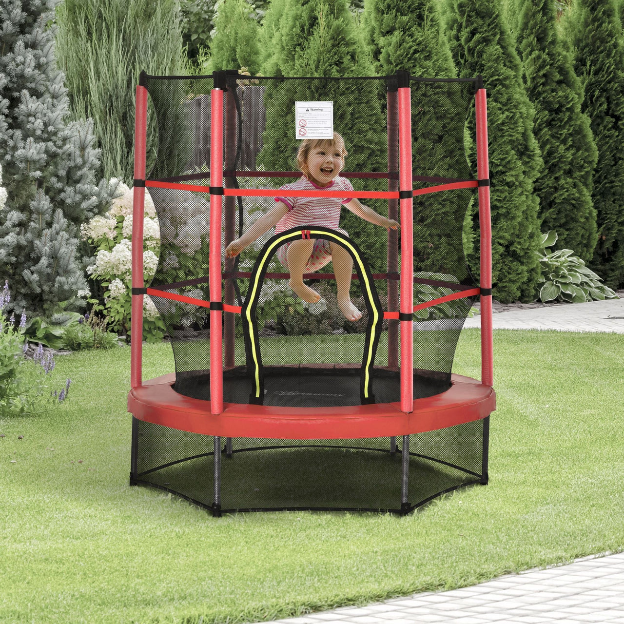 4.5FT Trampoline Jumping with Enclosure Net Springless Design and Safety Pad, Kids Trampoline for Ages 3 to 6