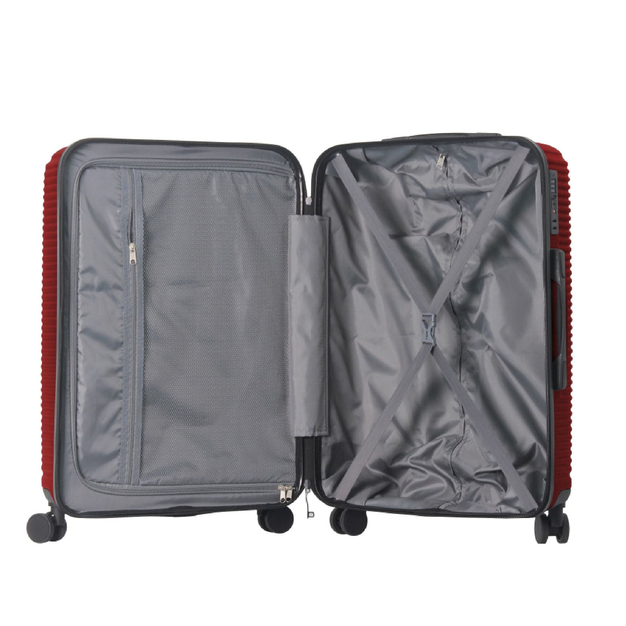 Luggage Sets ABS Hardshell 3pcs Luggage, Lightweight Durable Suitcase sets Spinner Wheels Suitcase with TSA Lock 20''24''28'' Available(WINE RED)