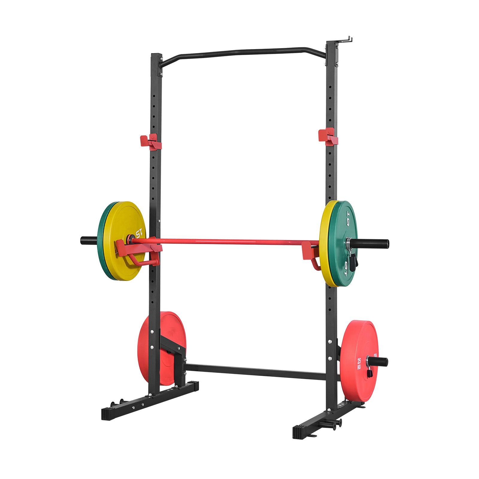 Power Cage Squat Rack, Multifunctional Power Rack Home Gym, 1000LBS Strength Training Workout Equipment with 4 Band Pegs, Adjustable J-Hooks & Safety Bars for Barbell Squat Bench Press Pull-Up