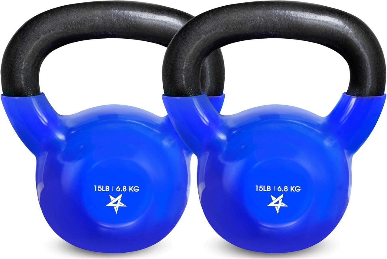Kettlebell, 5-100 LB Vinyl Coated Cast Iron Strength Training Kettlebells for Home Gym Exercises, Fitness, Full Body Workout Equipment, Push Ups, and Grip Strength