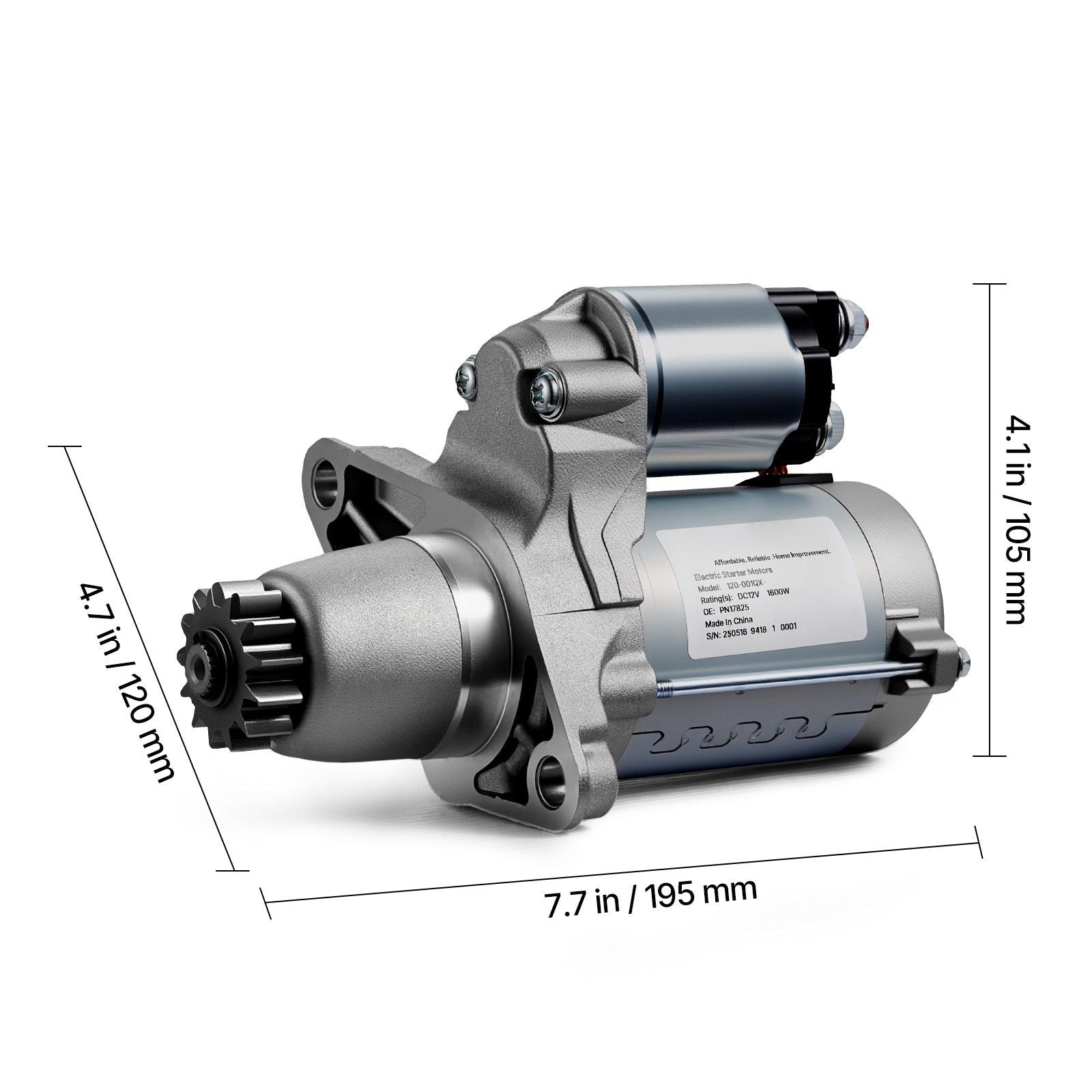 Starter 17825, Starter Motor Replacement Compatible with Toyota Camry V6 3.5L 2007-2017, Lexus ES350 V6 3.5L 2007-2018, Scion XB L4 2.4L 2008-2015, OEM 228000-9900 17338 410-52205 28100-20021