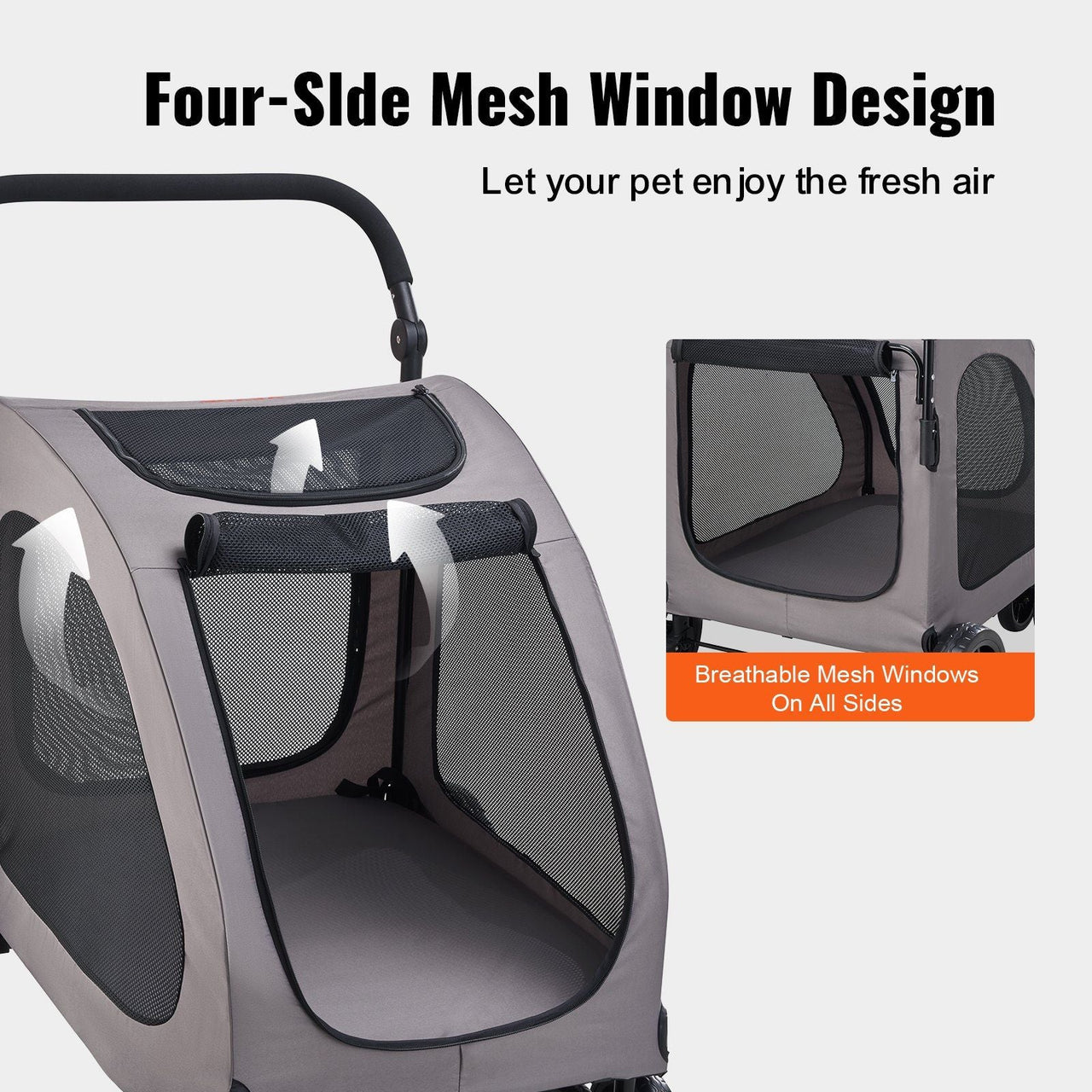 Pet Stroller - 4-Wheels Dog Stroller Carrier 160lbs Weight Capacity Portable