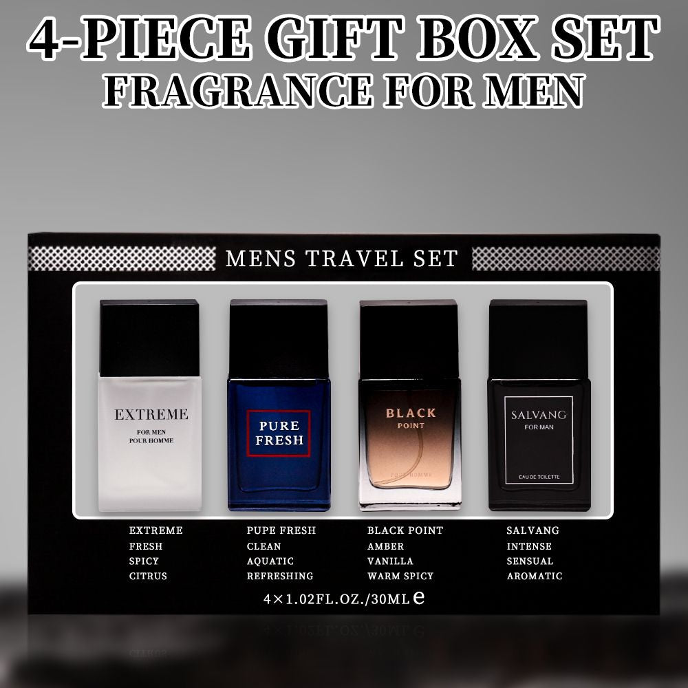 4-Piece Set, Men's Eau De Toilette Spray Gift Box, Long Lasting Fragrance, 4 Different Flavor, Perfect For Holiday Gifts, Dating, Daily Life, Parties, 1.02 Fl Oz/bottle