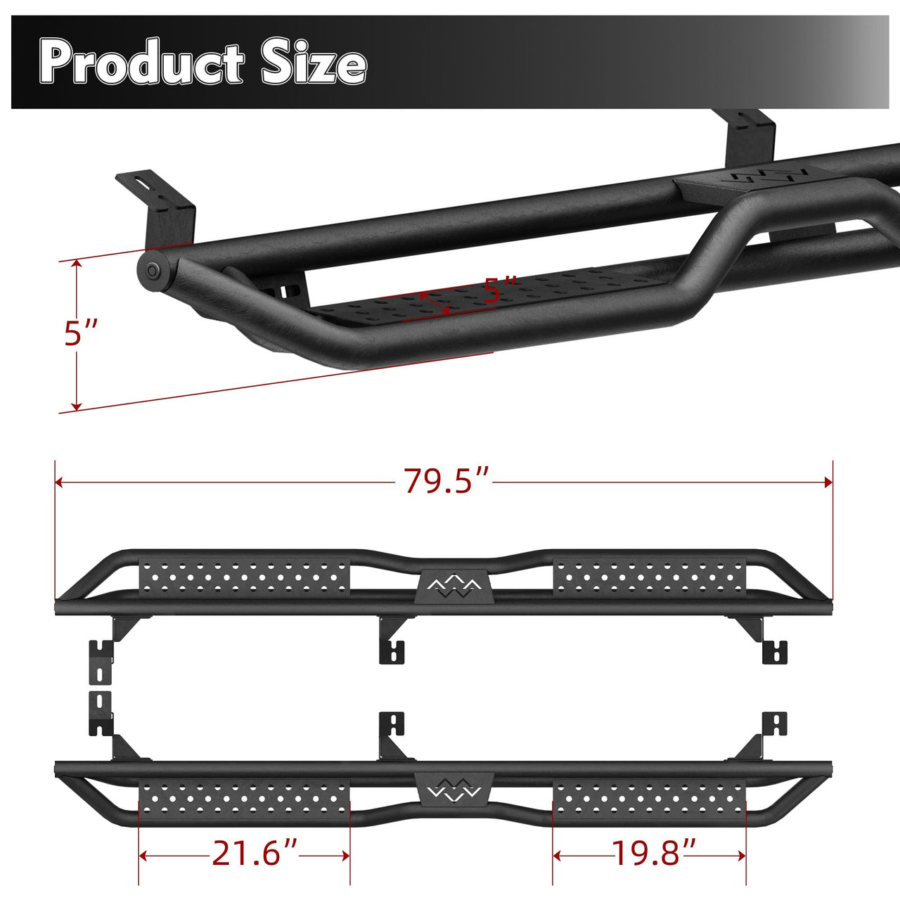 Running Boards For 05-23 Toyota Tacoma Double / Crew Cab Drop Side Steps Bar