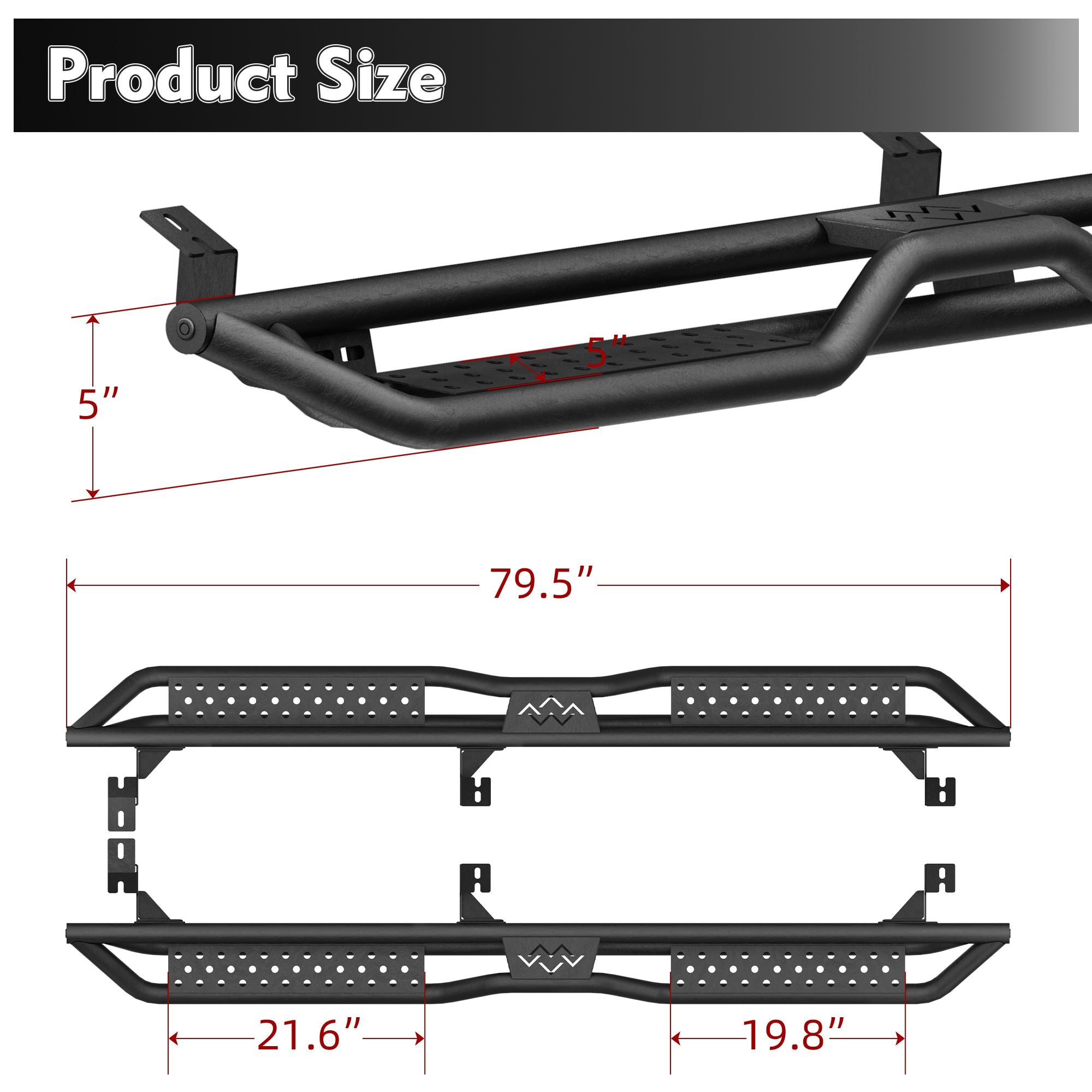 Running Boards For 05-23 Toyota Tacoma Double / Crew Cab Drop Side Steps Bar