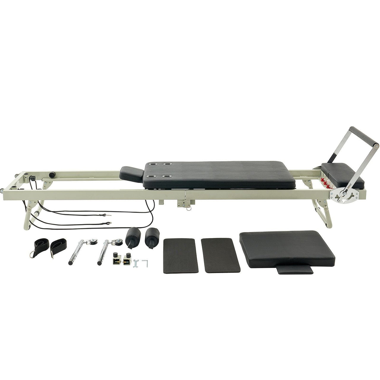Foldable Pilates Reformer, Pilates Workout Machine for Home Gym Studio Use, Pilates Bed with Dual Resistance- Spring & Cord, Reformer Set for Advanced Users and Beginners, Up to 400 LBS