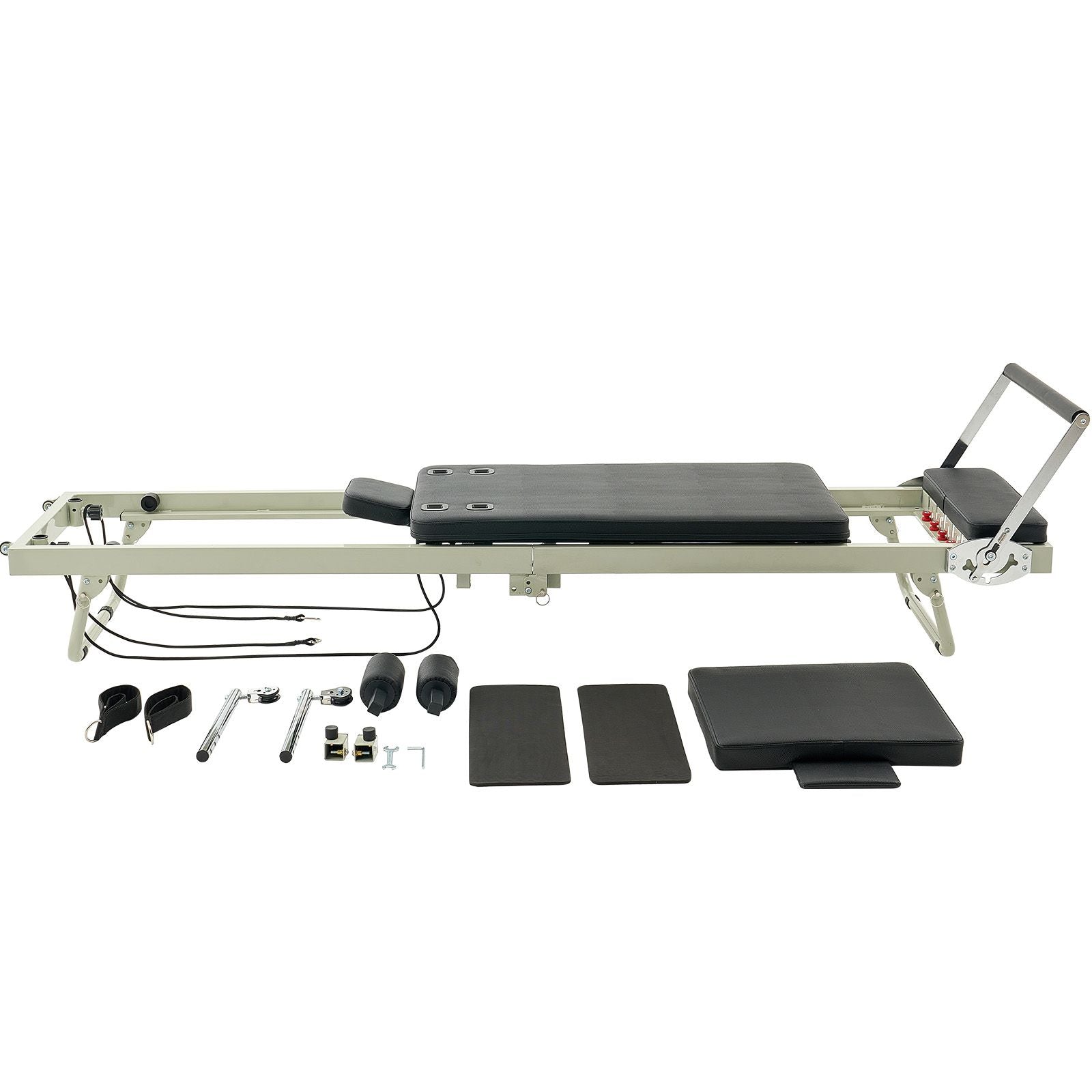 Foldable Pilates Reformer, Pilates Workout Machine for Home Gym Studio Use, Pilates Bed with Dual Resistance- Spring & Cord, Reformer Set for Advanced Users and Beginners, Up to 400 LBS