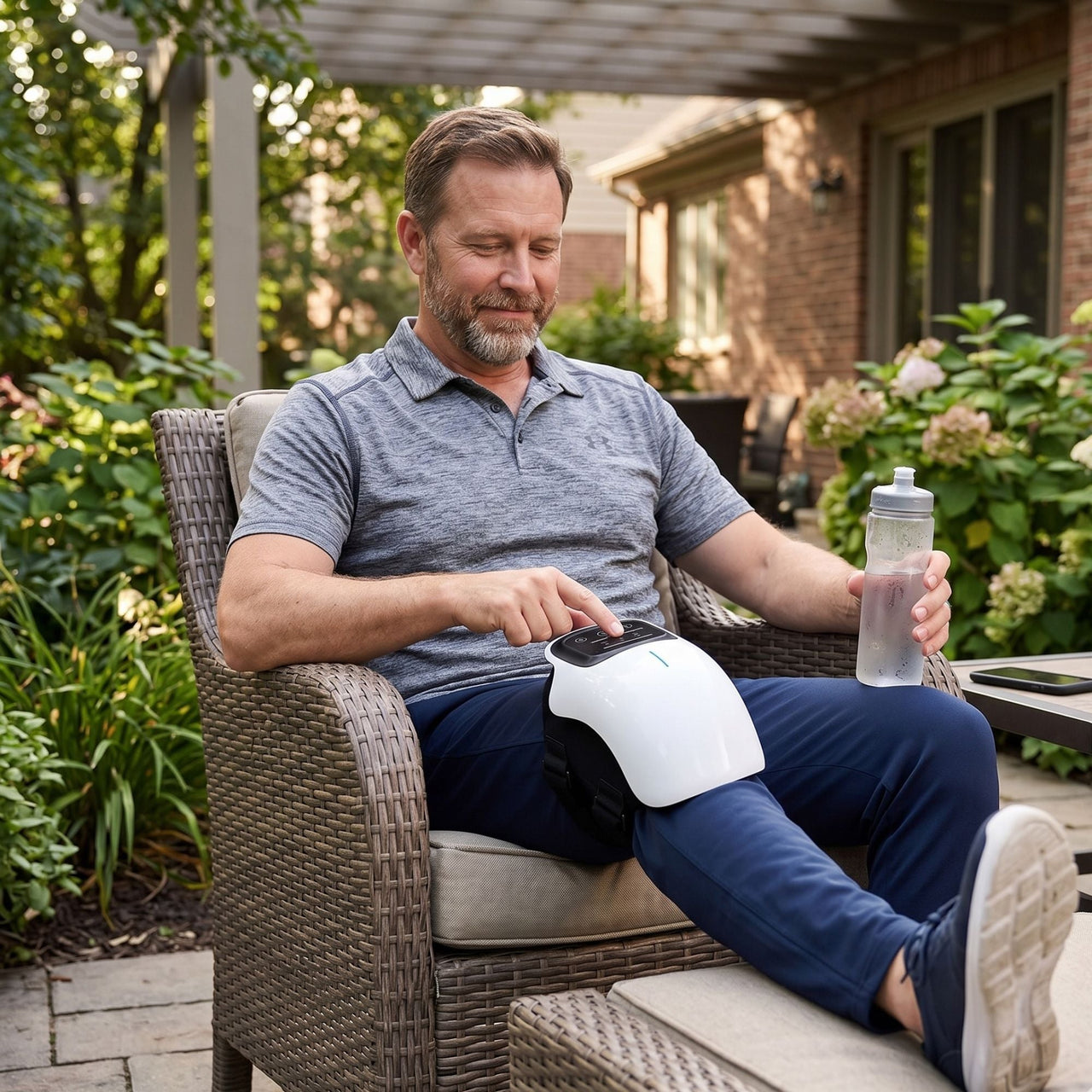 Smart Knee Massager - Wireless Electric Knee Massage Wrap with Pulse Technology, Heat Compress, 15 Intensity Levels & Adjustable Velcro Strap for Home, Office, Gym, Relaxation & Muscle Comfort