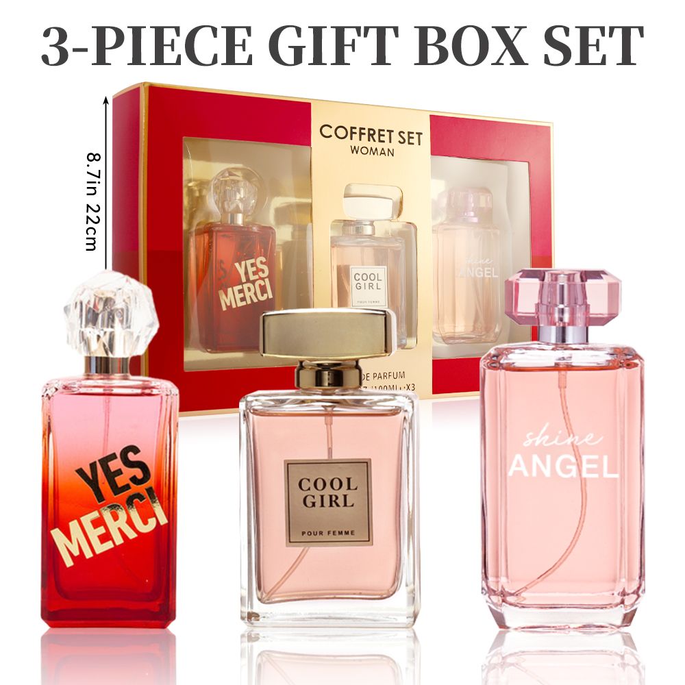3-Piece Set, Women's Eau De Parfuma Spray Gift Box, Long Lasting Fragrance, 3 Different Flavor, Perfect for Holiday Gifts, Dating, Daily Life, Parties, 3.4fl.oz/bottle