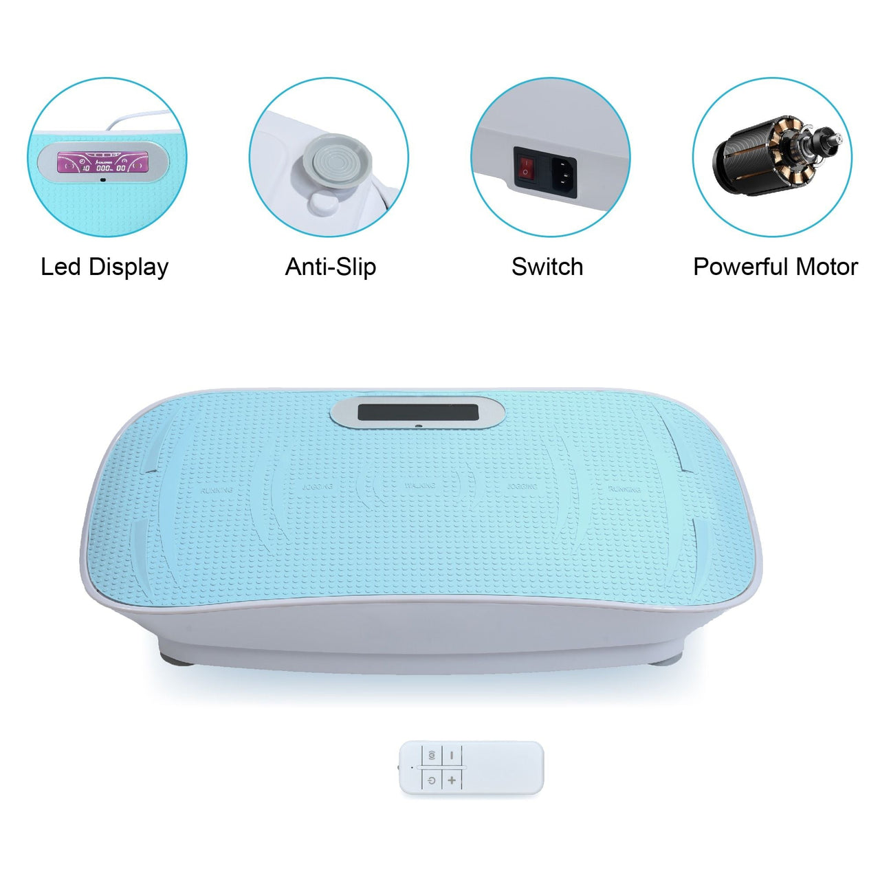 Full Body Vibration Platform Crazy Fitness Massage 10-Frequency Weight Loss & Fat Burner Shaking Machine For Unisex Blue