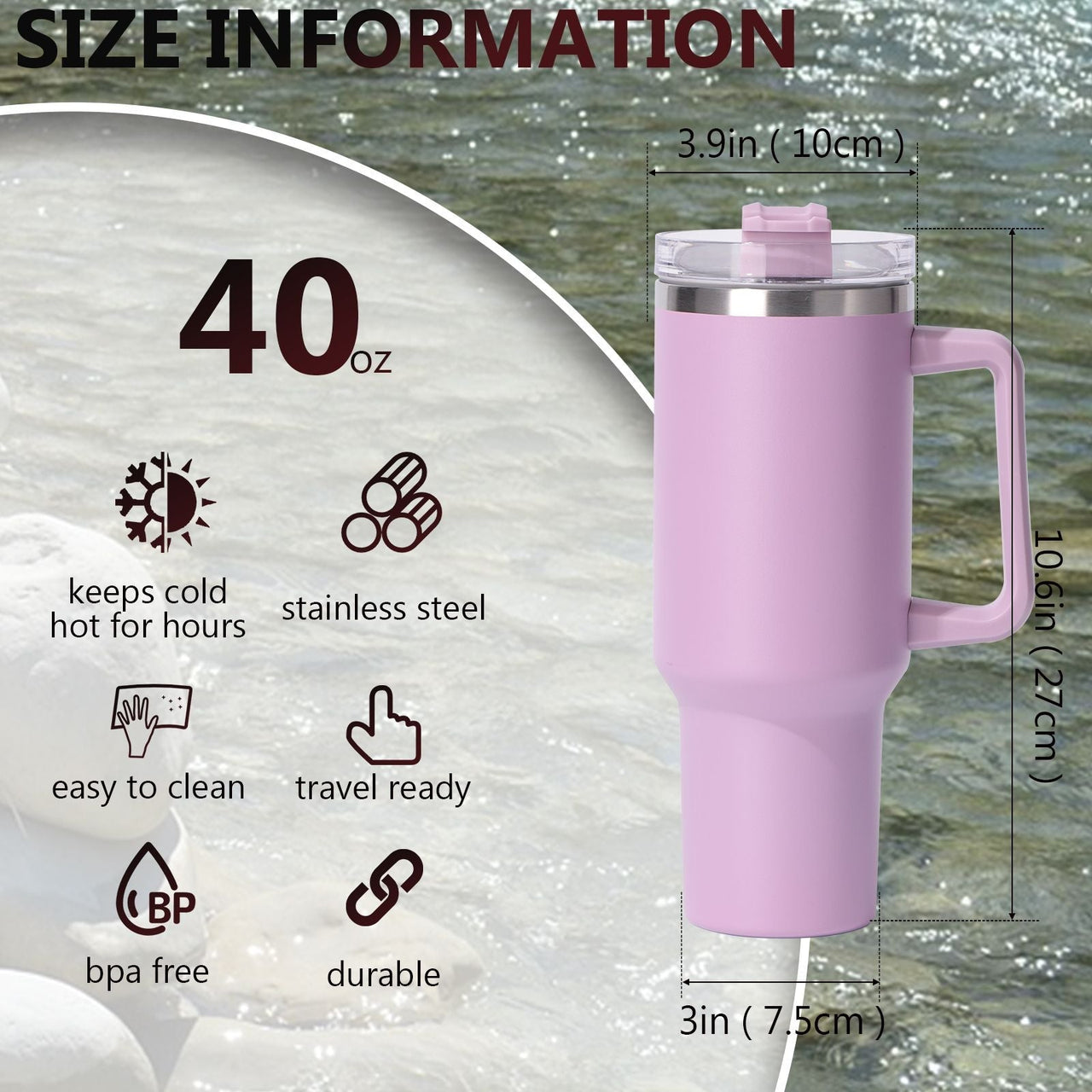 40oz large capacity tumbler, With Handle And Straw Lid, Insulated Reusable Stainless Steel Water Bottles Travel Mug Coffee Cup car cup water cup For Men Women Outdoor Camping Driving,  gift