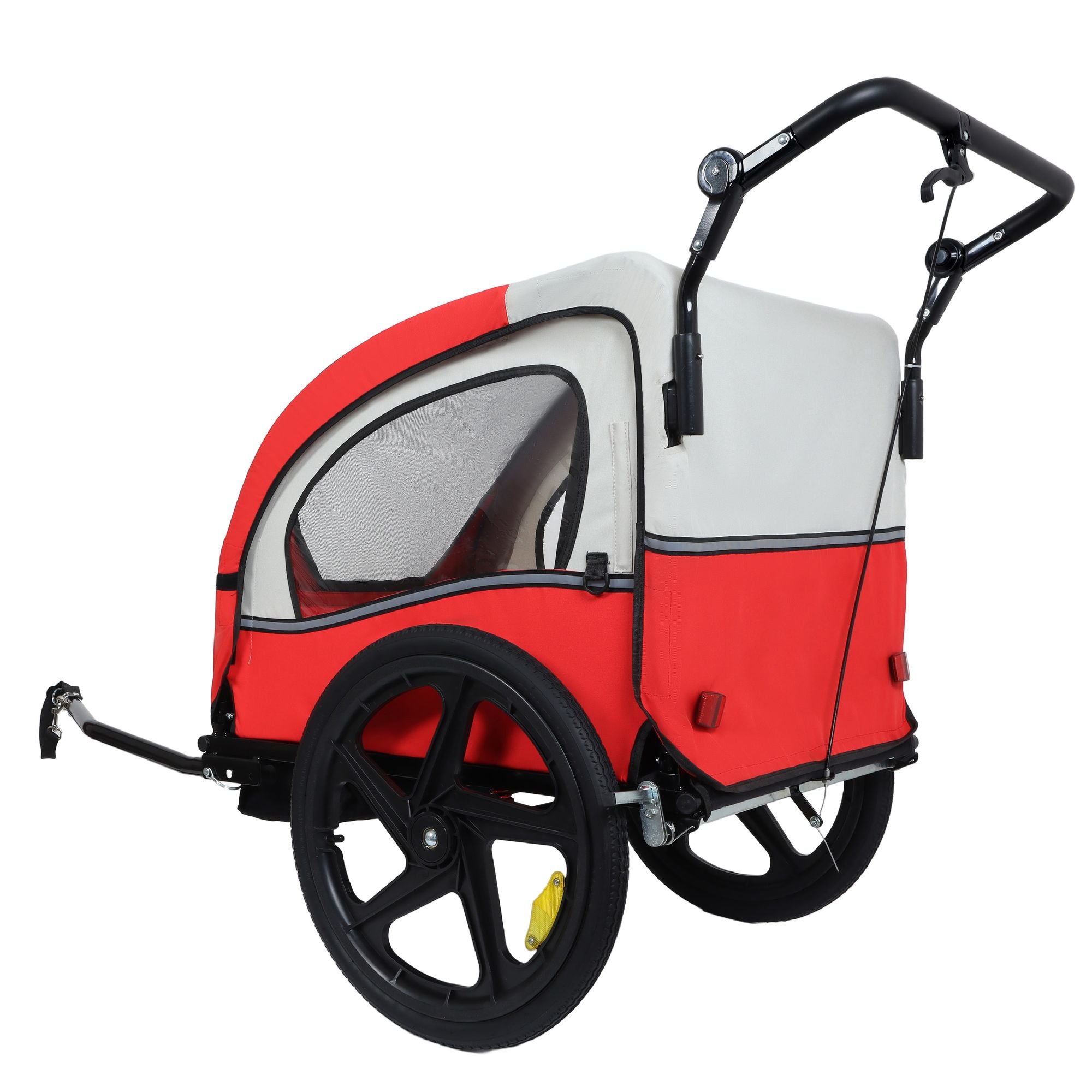 2-in-1 Double 2 Seat with 5-point safety harnesses Bicycle Bike Trailer Jogger Stroller for Kids Children Foldable Collapsible w/Pivot Front Wheel, Storage Bag