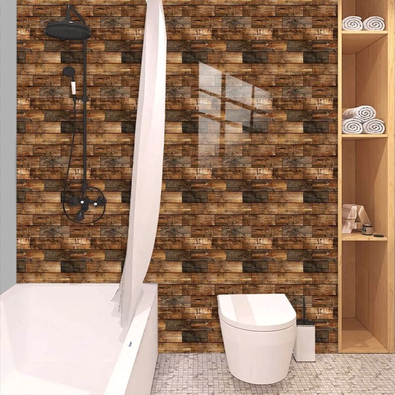 10 PCS 3D Wall Brick Self Adhesive Removable Wallpaper 11.8 x 11.8 Inch Wallpaper Brick Breakaway Wall Decals Vintage Faux Brick Wallpaper Brown for Fireplace Kitchen Backsplash