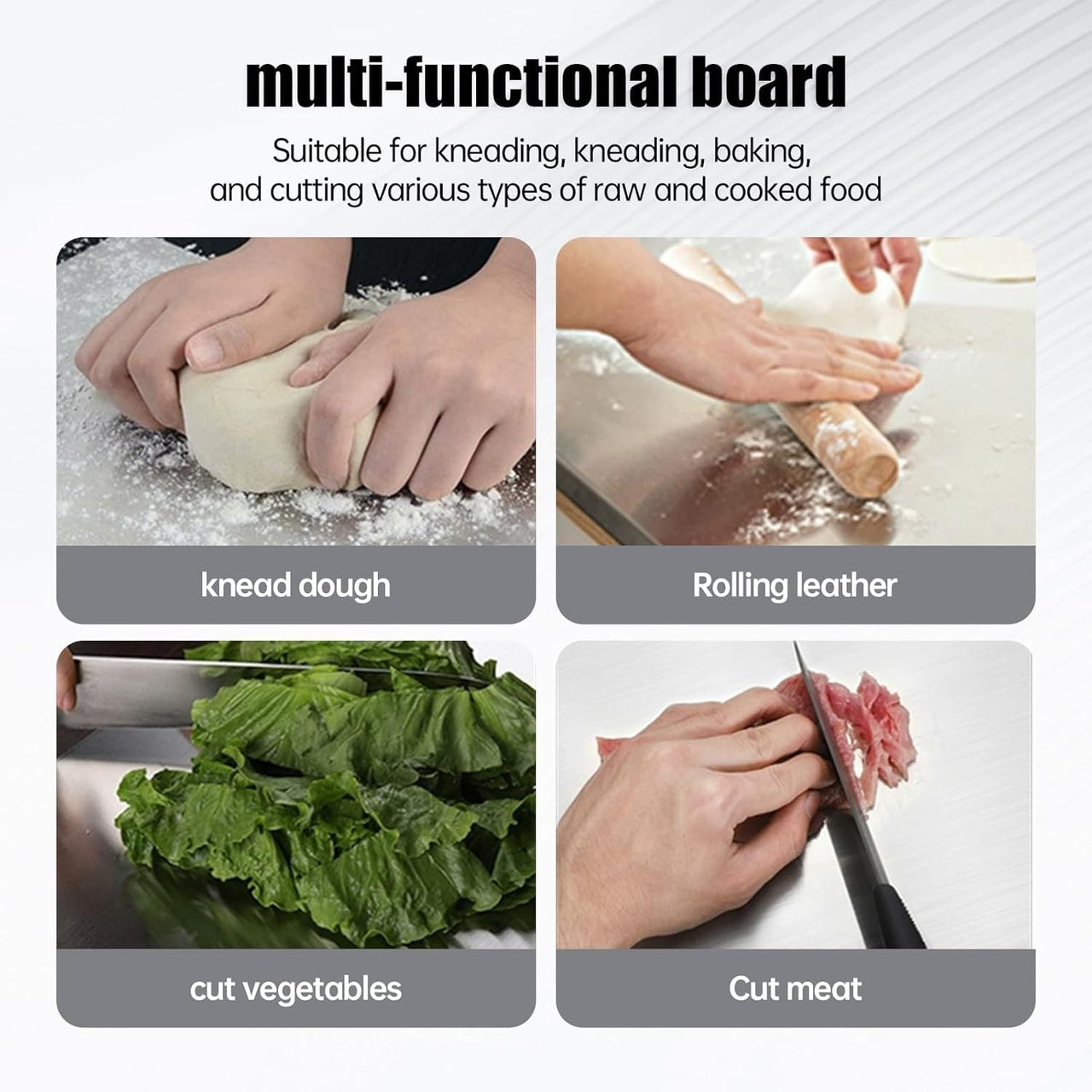 XXL 304 Stainless Steel Cutting Board  Anti-Slip & Mildew-Proof! No More Moldy Wooden Boards | Heavy-Duty & Food-Safe, Easy to Clean – Chop Meat, Knead Dough, Bake Prep All-in-One | Must-Have for Home