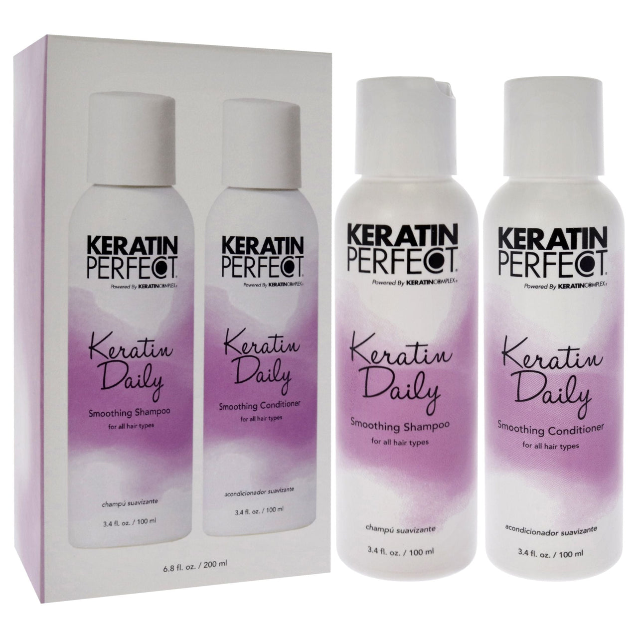 Keratin Daily Duo by Keratin Perfect for Unisex - 2 Pc 3.4oz Shampoo, 3.4oz Conditioner