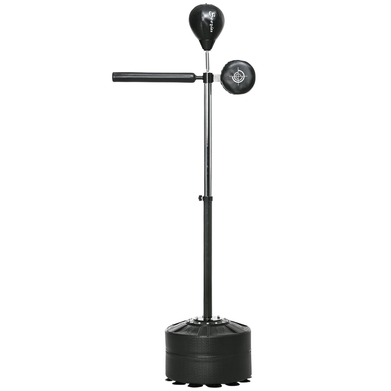 Free Standing Boxing Bag with Stand, Punching Speed Bag Reaction Bar Challenge with Suction Cups, 64-81in Adjustable Height for Teenagers and Adults, Black